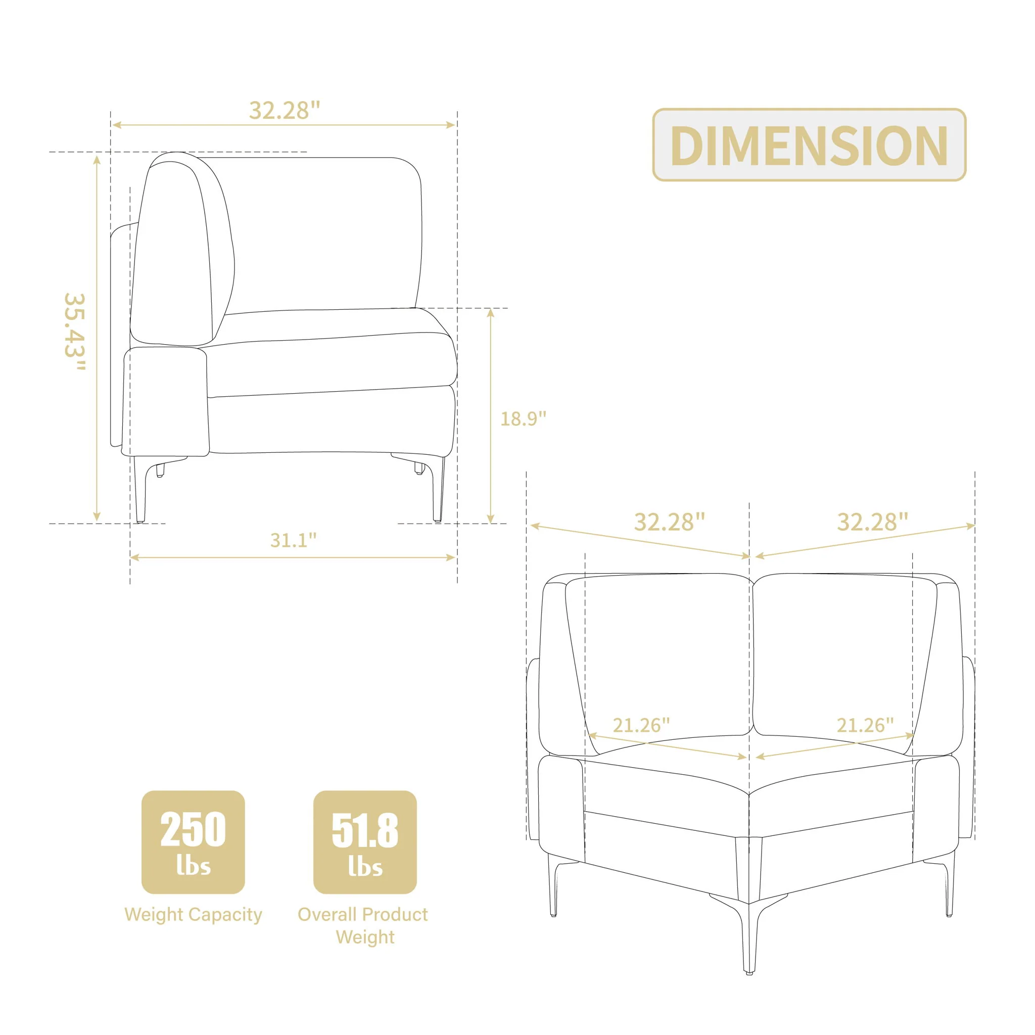 Modular Sectional Sofa Corner Seat - Image 4