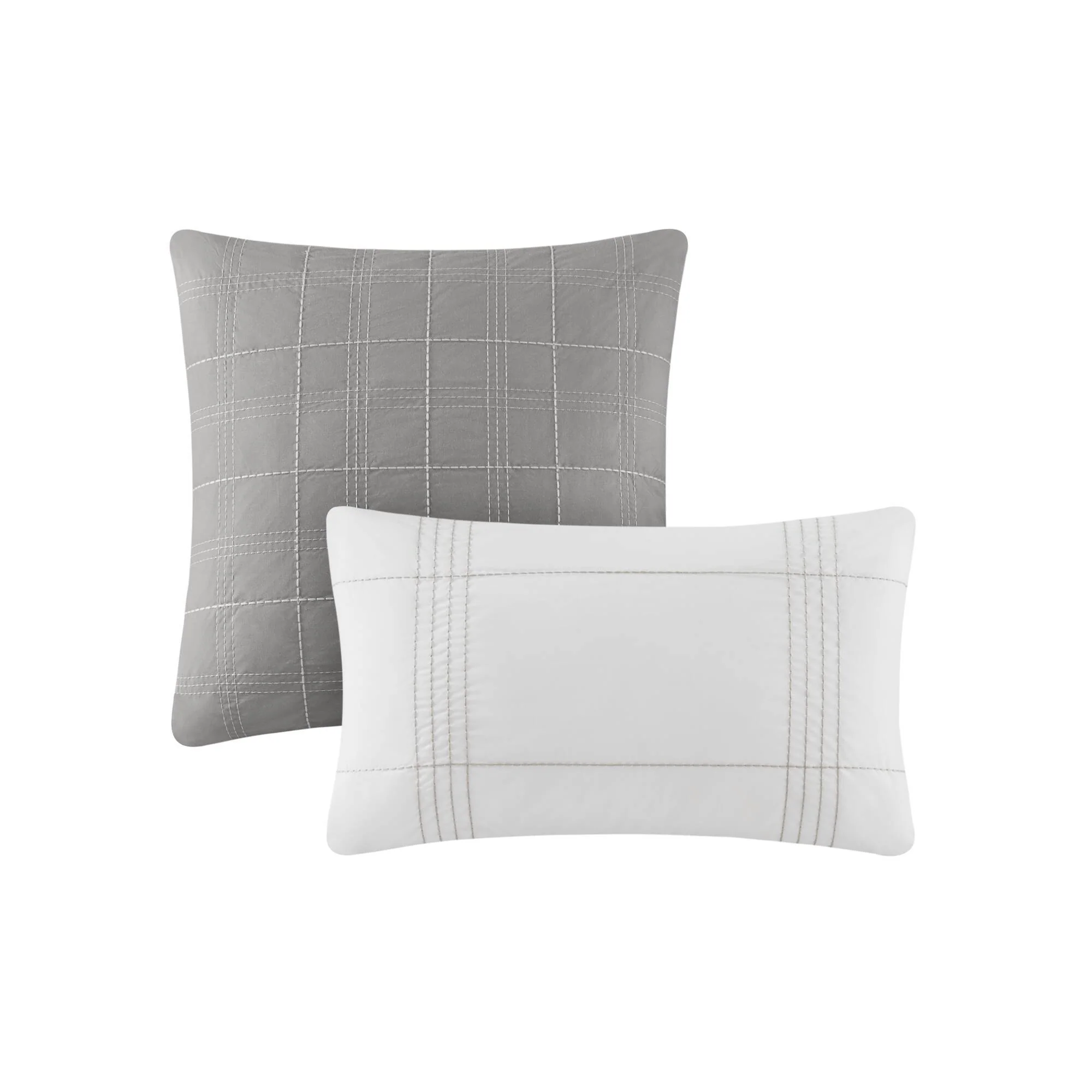 Morgan - 5 Piece Jaquard Duvet Set - White / Gray - Image 4