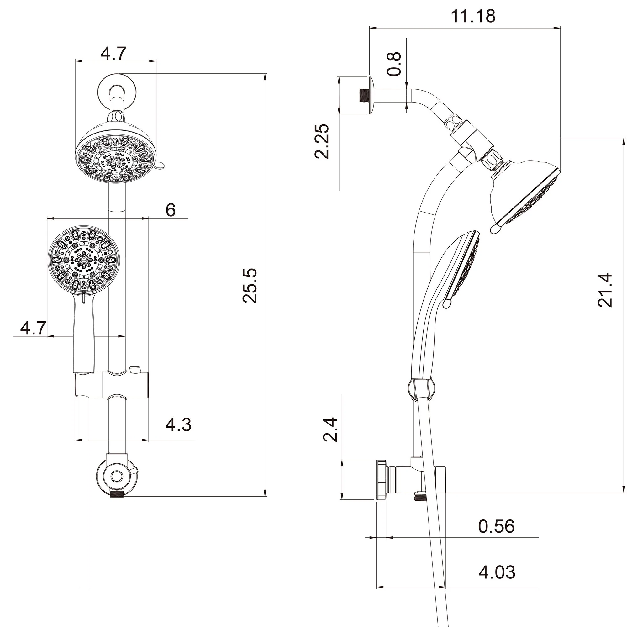 Multi Function Dual Shower Head Shower System With 4.7" Rain Showerhead, 7 Function Hand Shower, Adjustable Slide Bar - Image 9