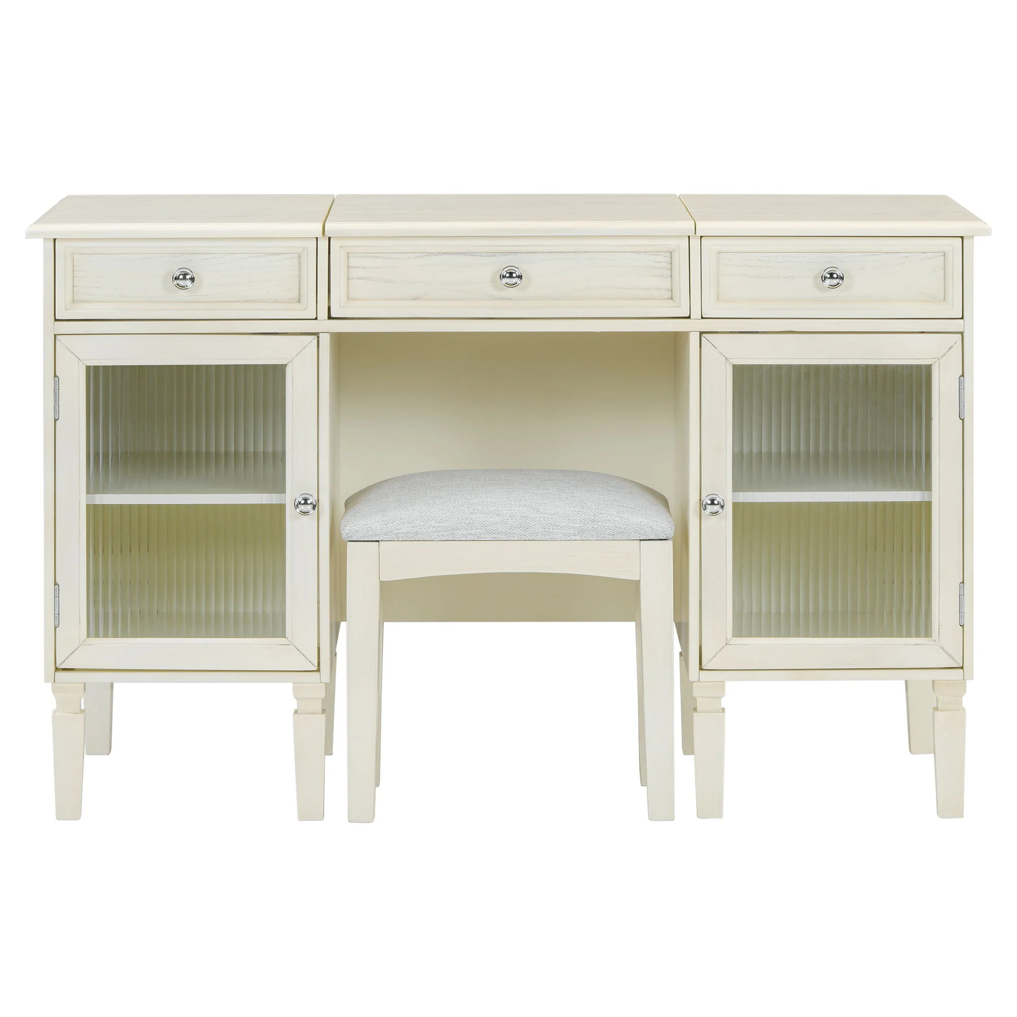 Multi Functional 2 In 1 Vanity Desk With Flip Top Mirror Material - White Oak