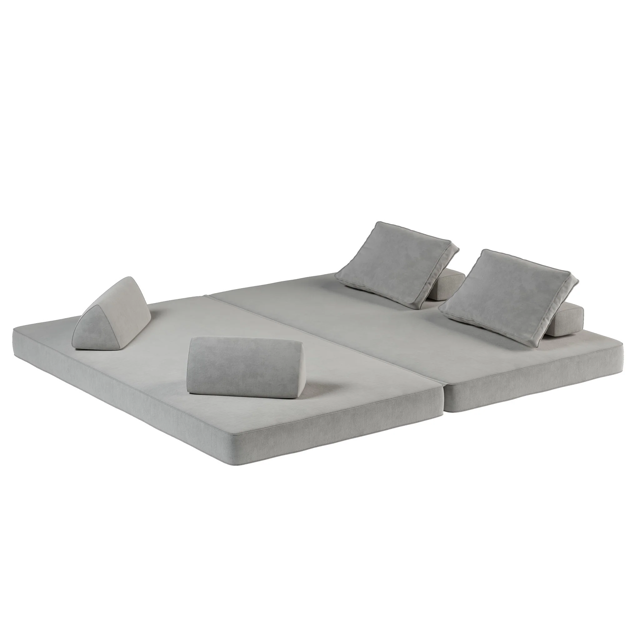 Multifunctional Convertible Sofa Bed With 2 Tumbler Backrests And 2 Pillows, Deep Seat Couch - Image 3