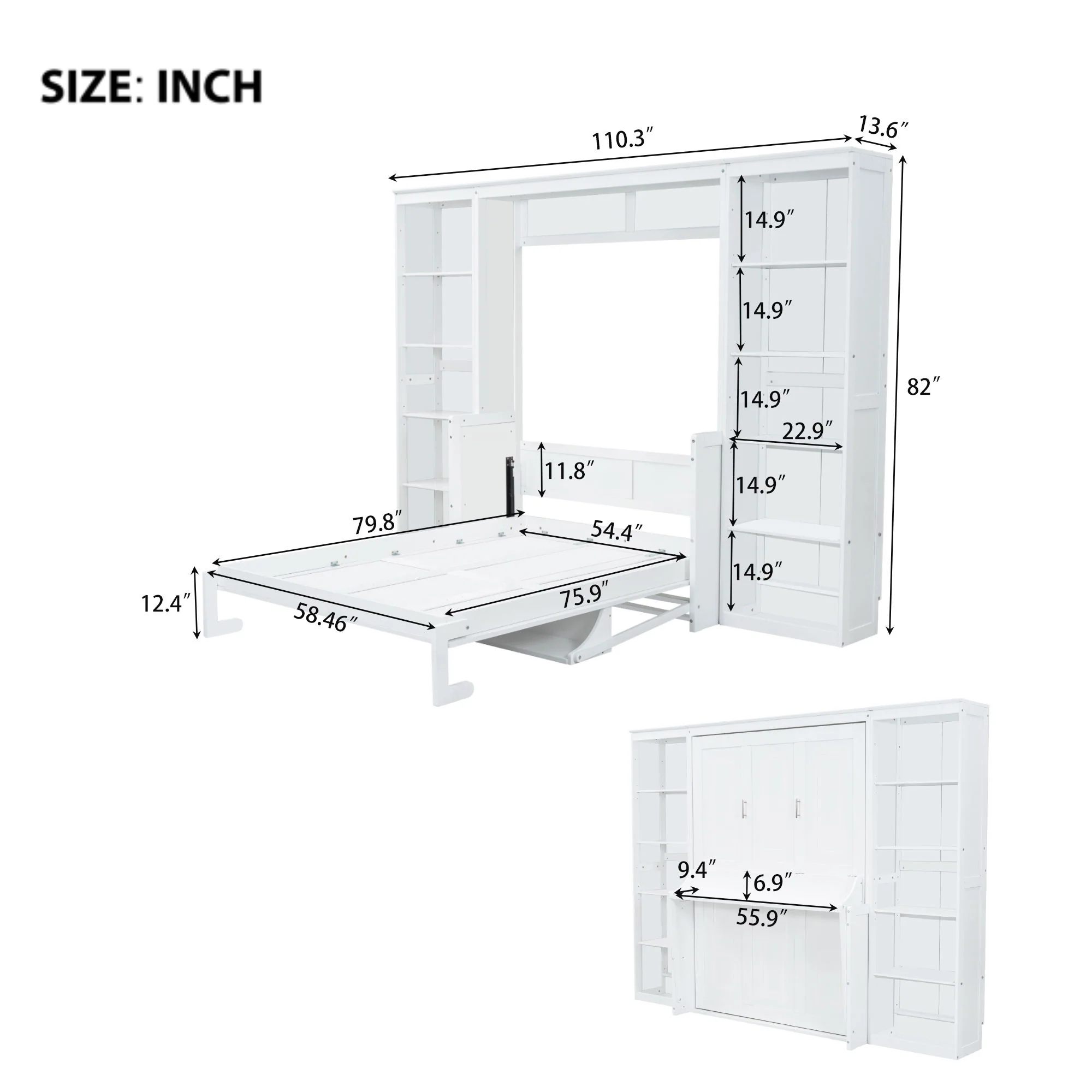 Murphy Bed With Desk And Bookshelf - Image 4
