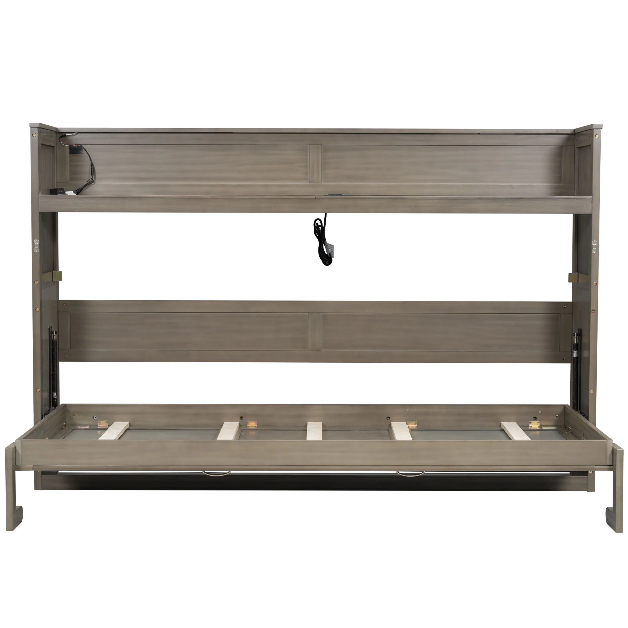 Murphy Bed With Desk, LED Light And USB Charging Station