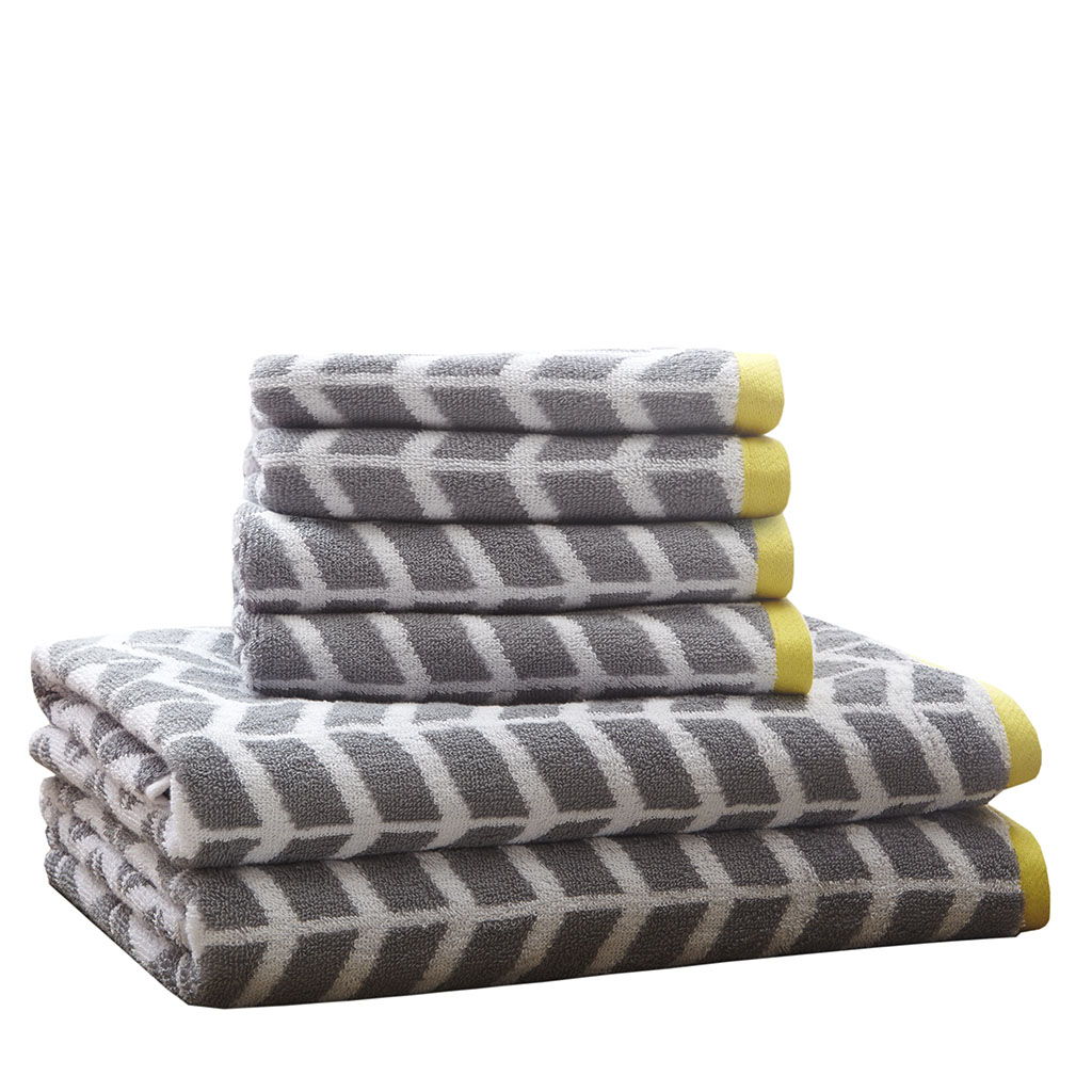 Nadia - 6 Piece Jacquard Towel Set - Gray - Image 4
