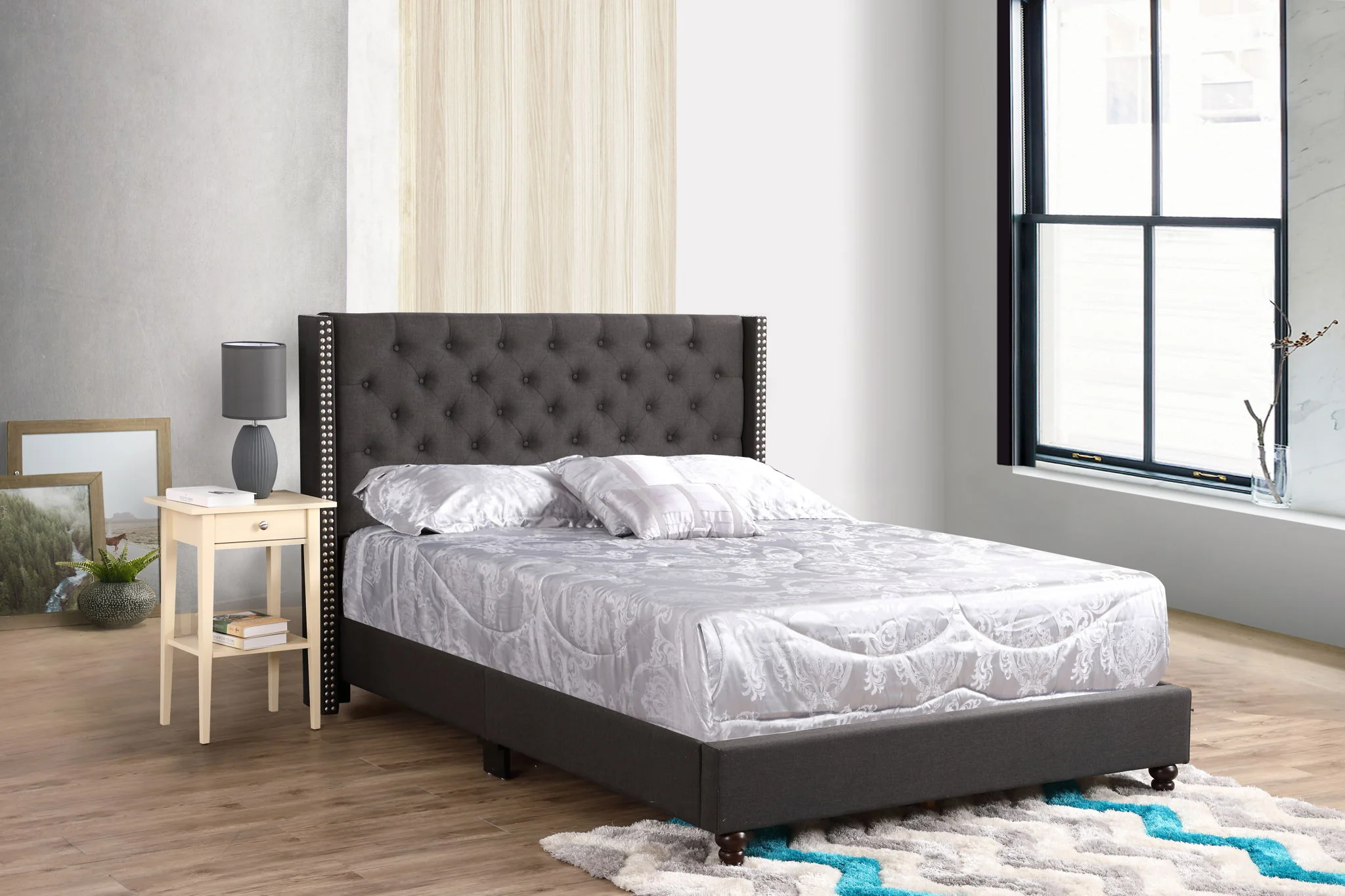 Nailhead Bed Transitional Vibrant - Image 3
