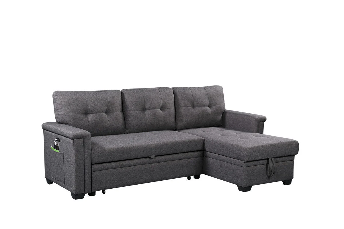 Nathan - Reversible Sleeper Sectional Sofa With Storage Chaise, USB Charging Ports And Pocket - Image 4