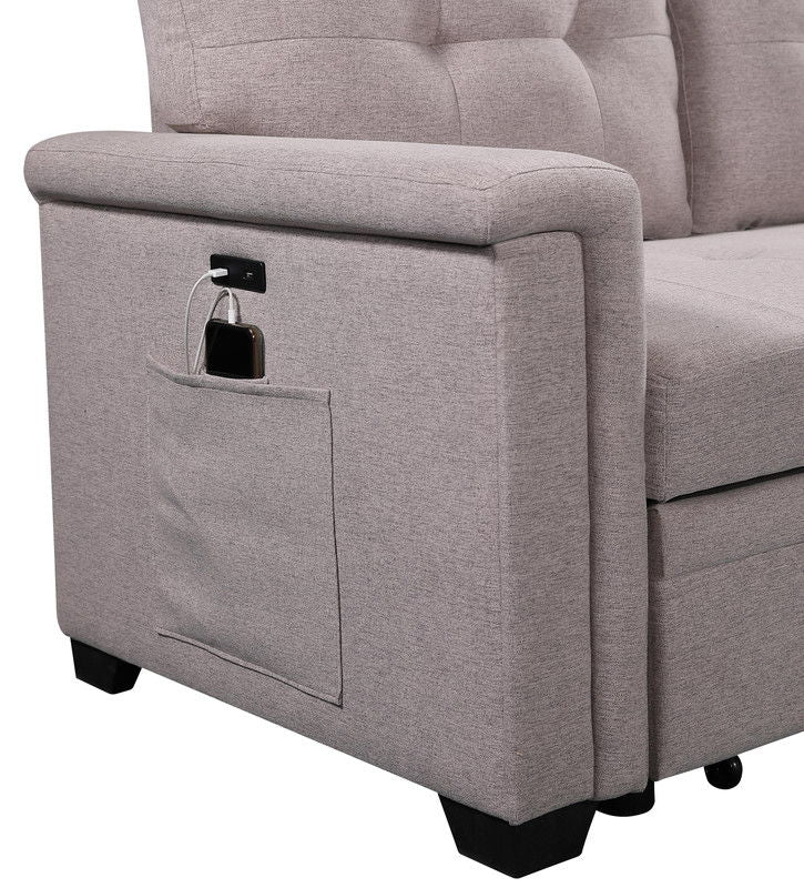 Nathan - Reversible Sleeper Sectional Sofa With Storage Chaise, USB Charging Ports And Pocket - Image 6