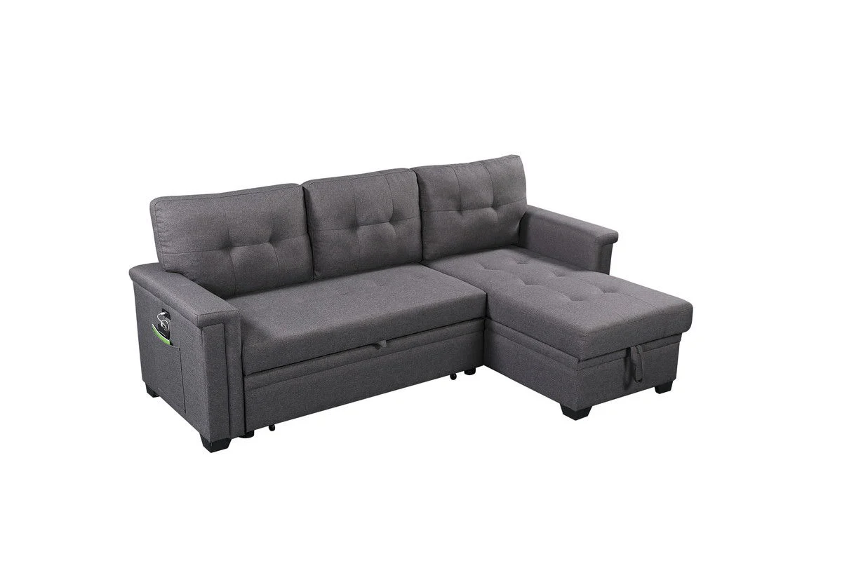 Nathan - Reversible Sleeper Sectional Sofa With Storage Chaise, USB Charging Ports And Pocket - Image 7