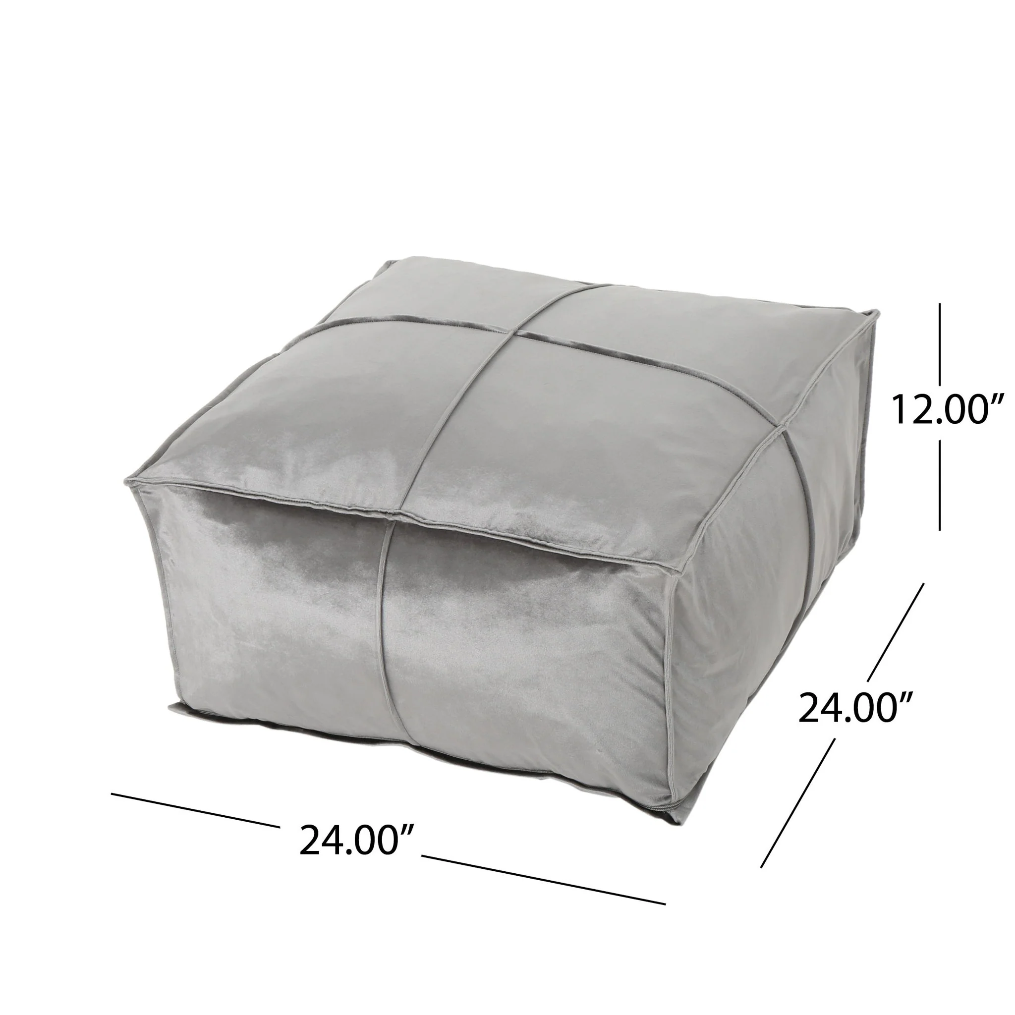 Nati - Square Pouf Ottoman And Floor Cushion - Smoke - Image 3