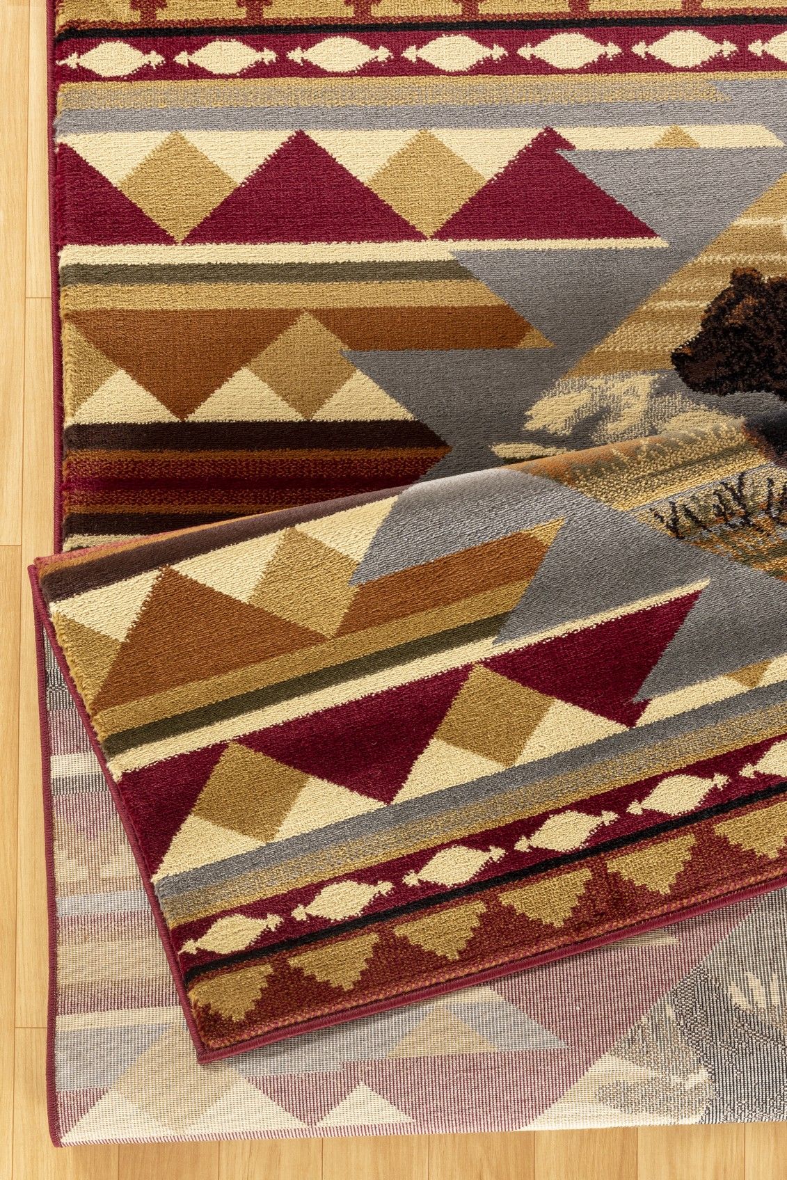 Nature's Nest - 5'3" X 7'3" Lodge Area Rug Polypropylene - Multi, Red - Image 3