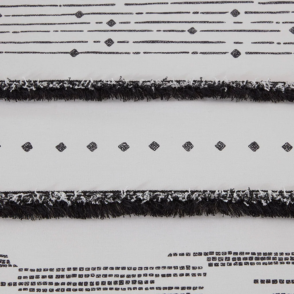 Nea - Printed Comforter Set With Trims - Black / White - Image 2