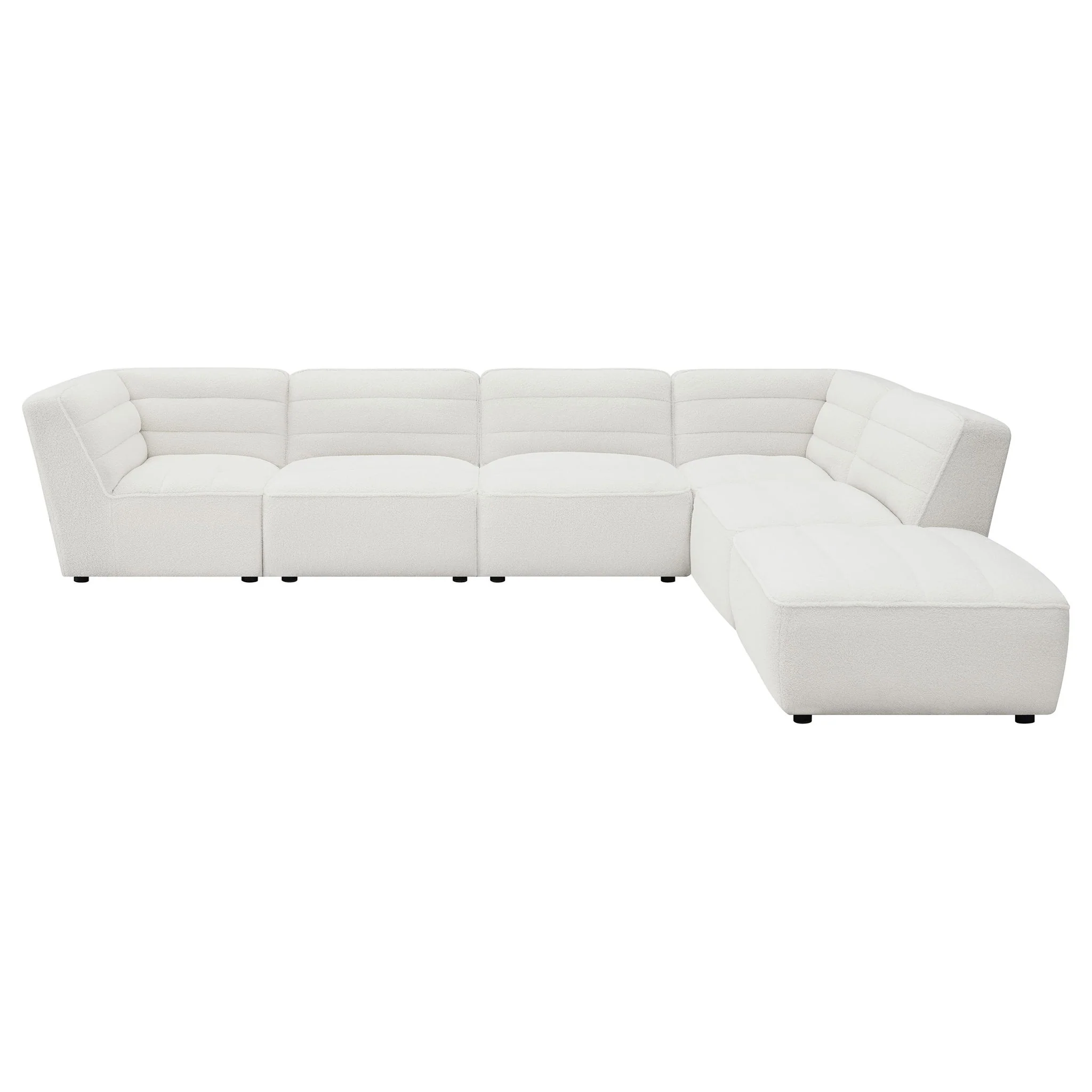 Nevve - 6 Piece Upholstered Tufted Sectional - Ivory - Image 4