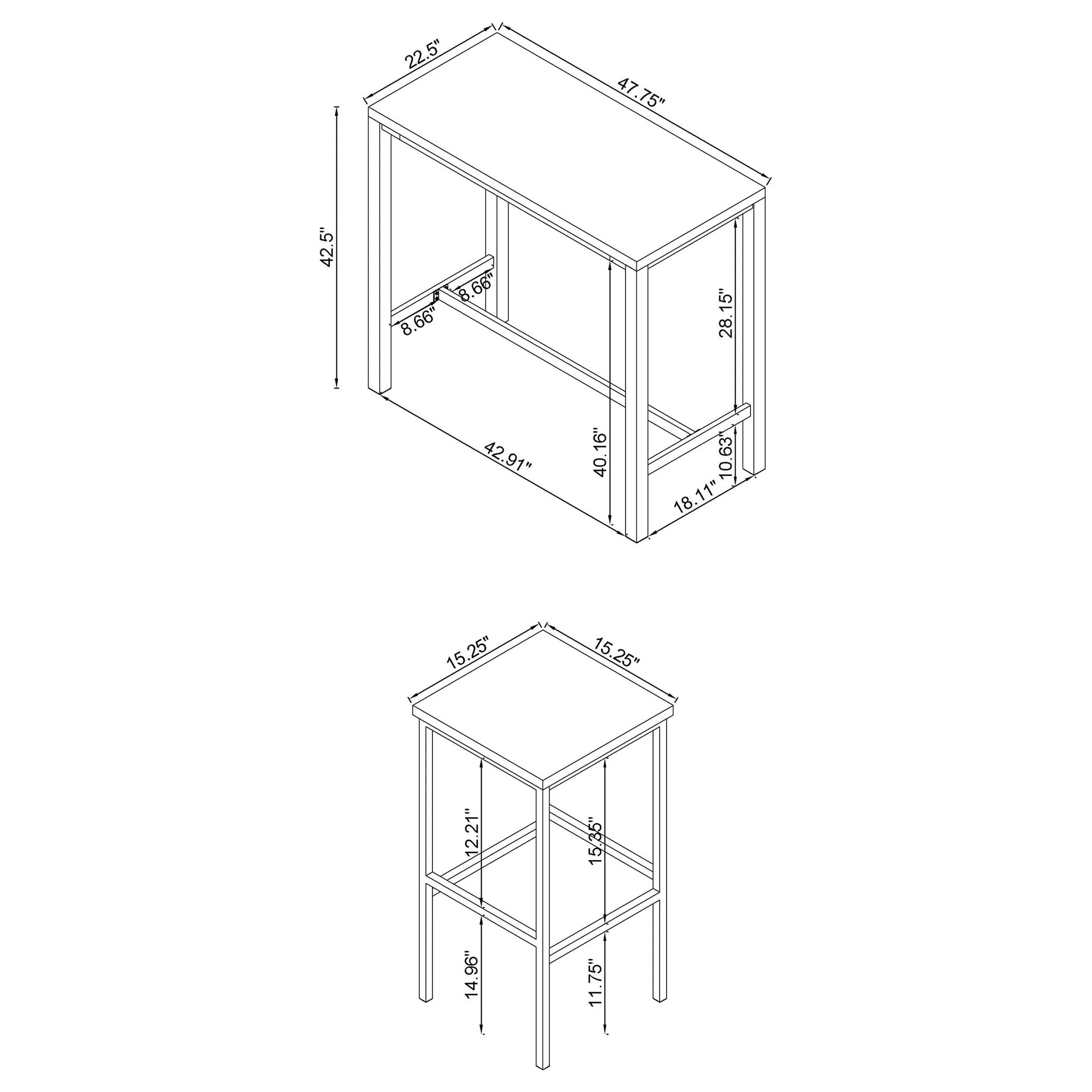 Nimitz - 5 Piece Bar Set - Gloss White - Image 2