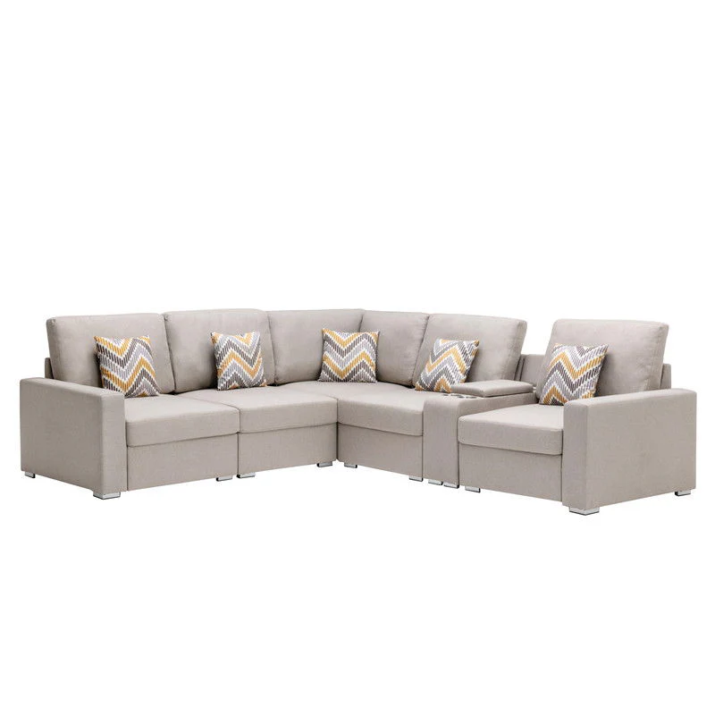 Nolan - Fabric 6 Piece Sectional Sofa With Pillows And Interchangeable Legs - Image 7