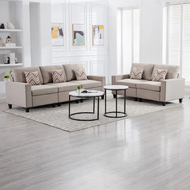 Nolan - Fabric Sofa And Loveseat Living Room With Pillows And Interchangeable Legs - Image 4