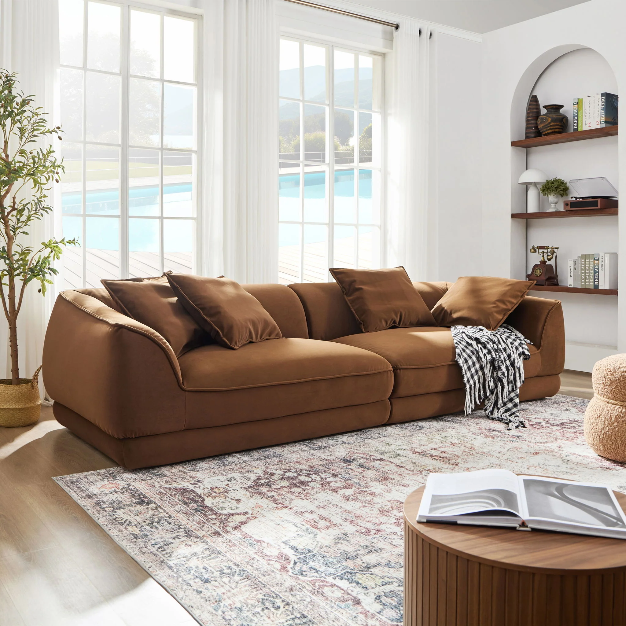 Nordic Modern Sofa With Removable Pillowcase, High Density Sponge Filling, 4 Throw Pillows - Image 3