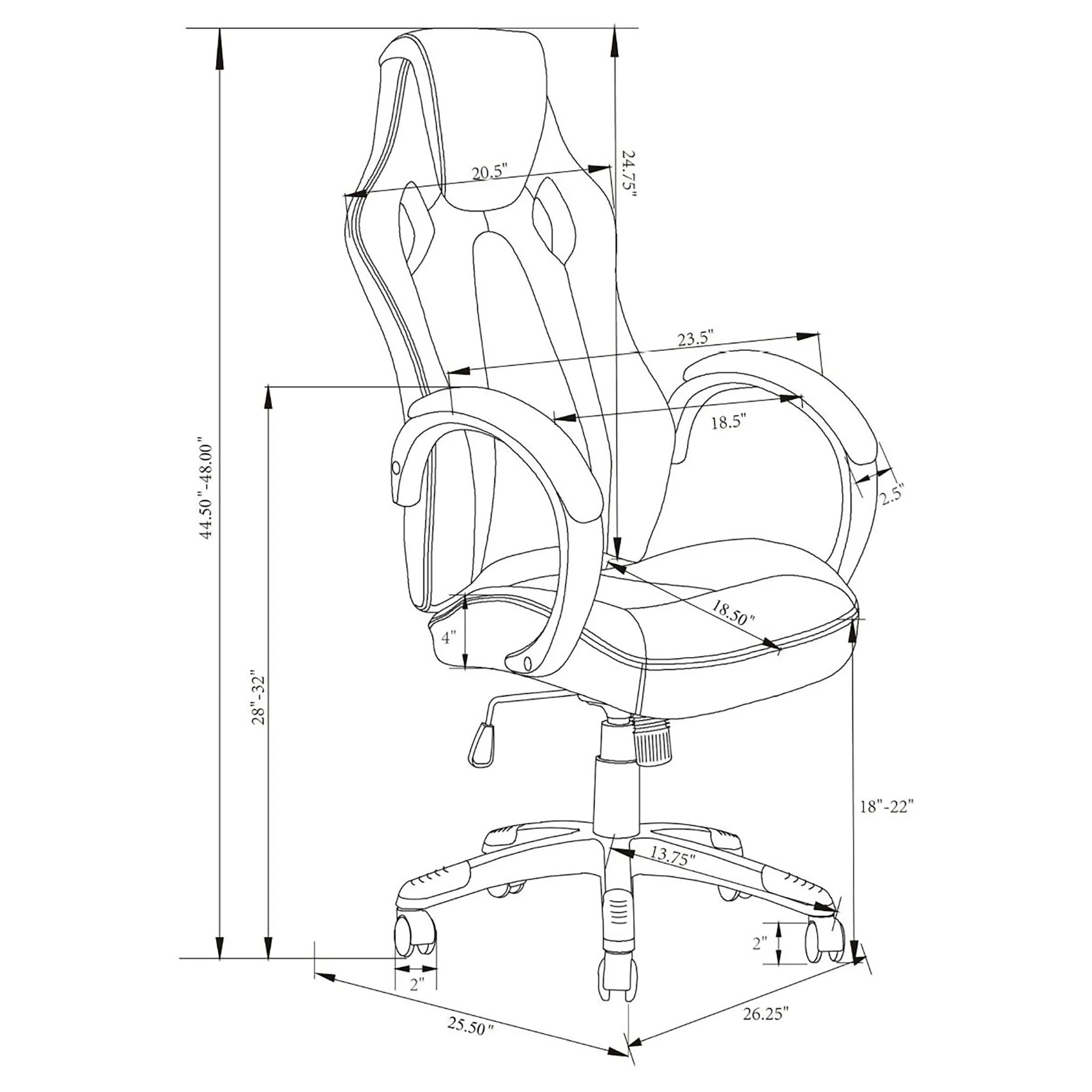 Norset - Upholstered Adjustable Home Office Desk Chair - Black - Image 2