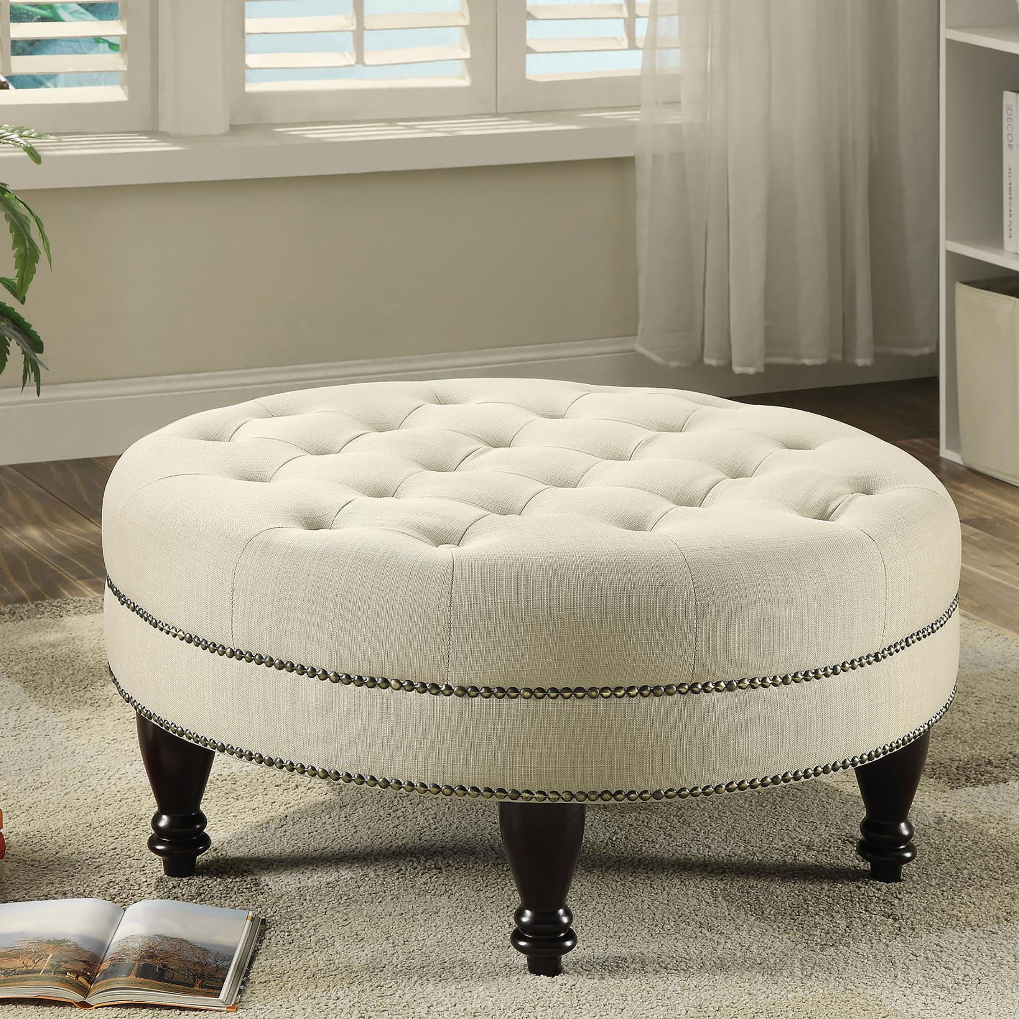 Oatmeal Cocktail Ottoman - Beige - Image 3