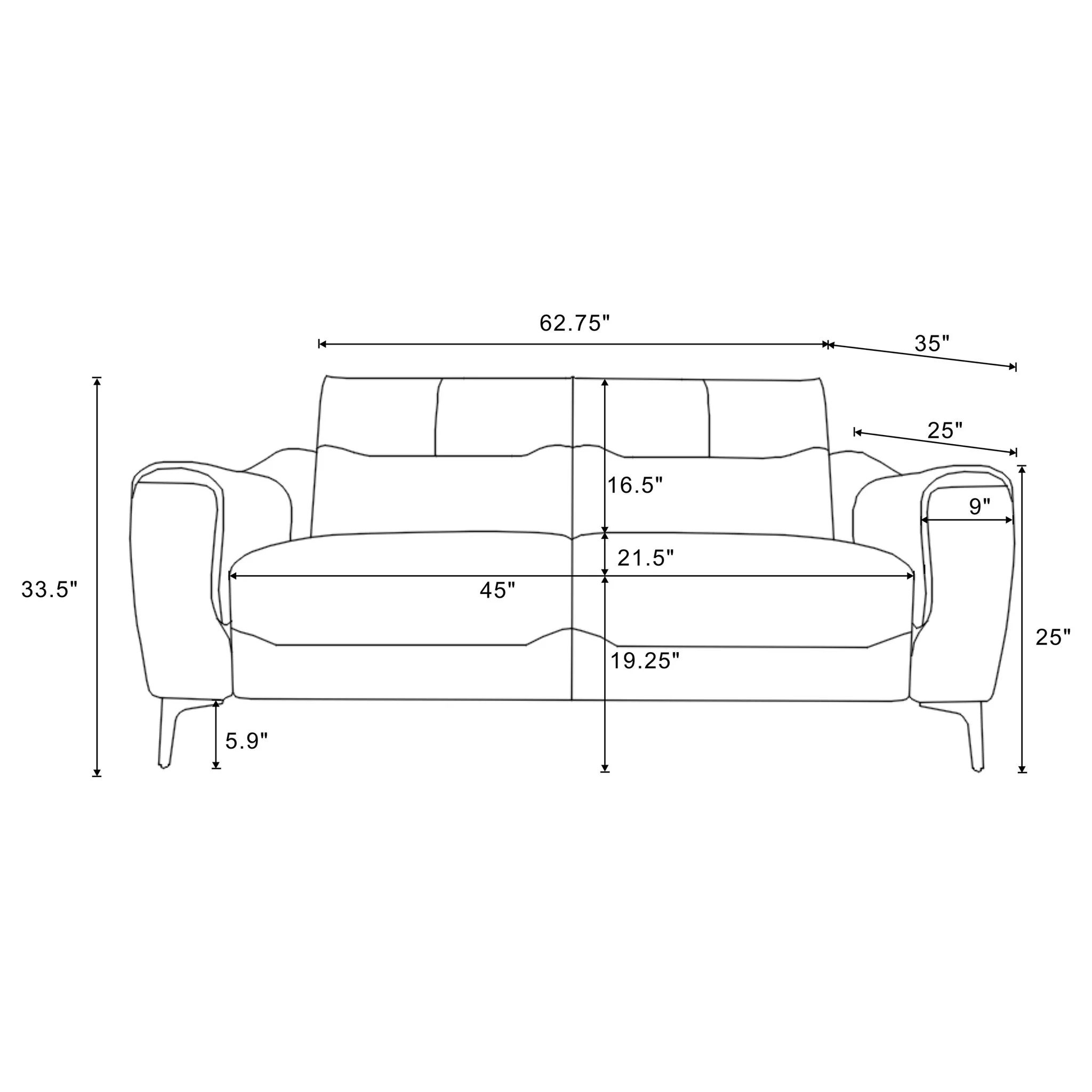 Oberle - Upholstered Sloped Track Arm Loveseat - Charcoal - Image 4