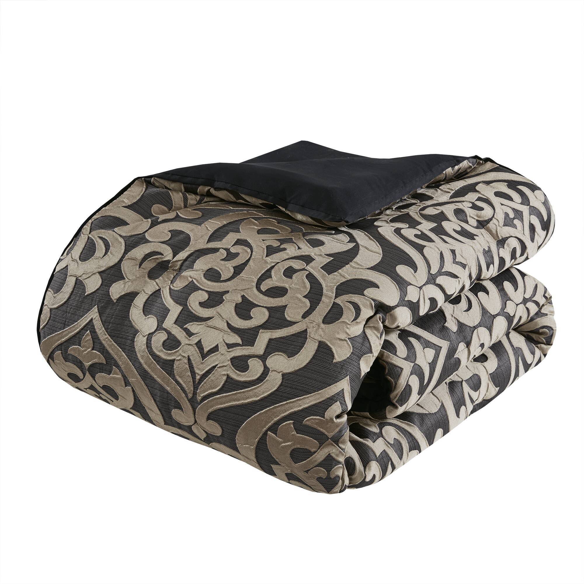 Odette - 8 Piece California King Comforter Set - Black - Image 2