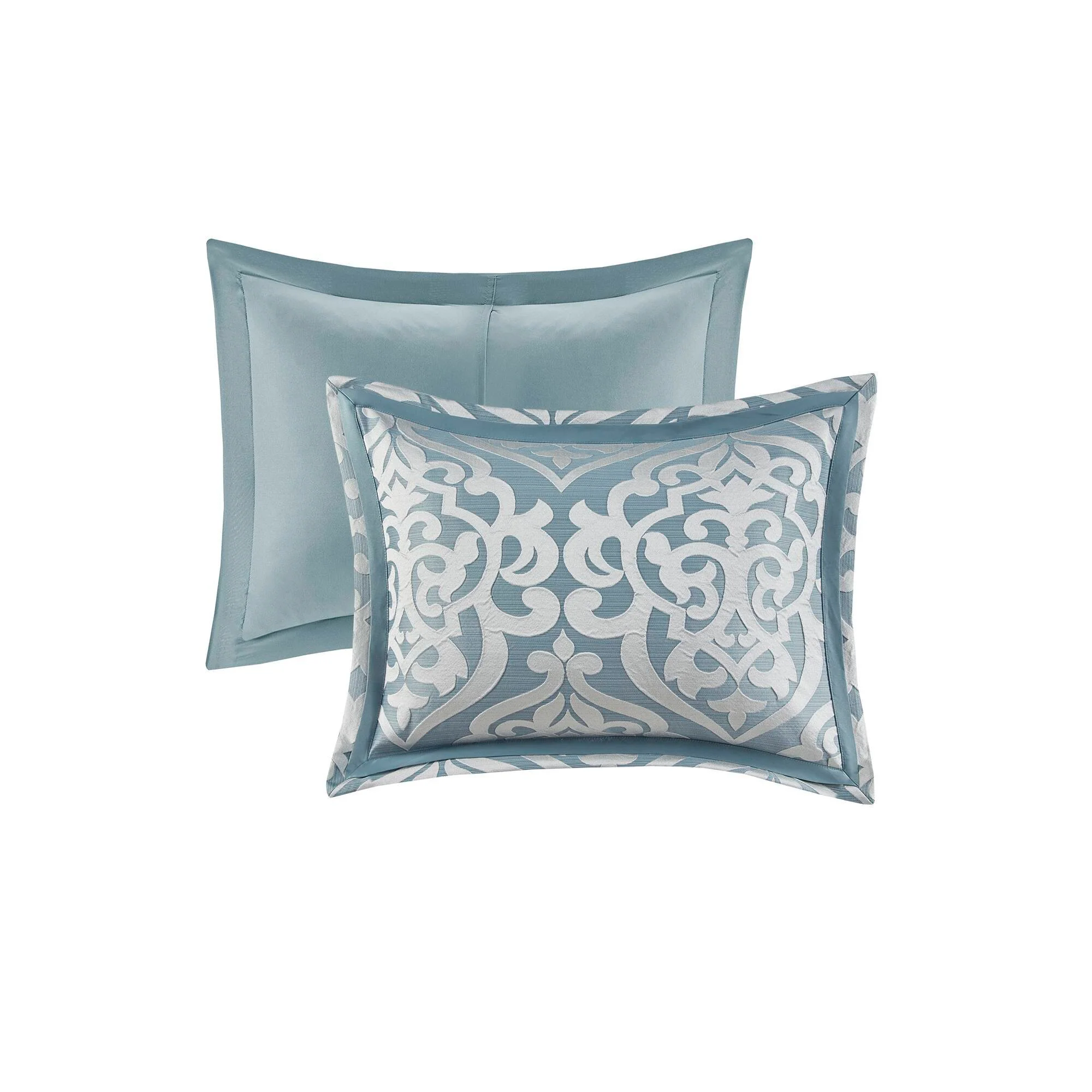 Odette - 8 Piece Jacquard Comforter Set - Aqua - Image 2