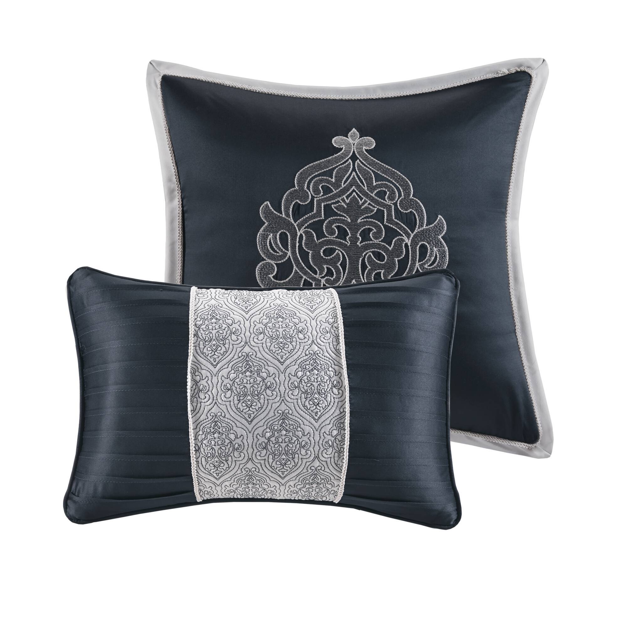 Odette - Queen 8 Piece Comforter Set - Navy - Image 3