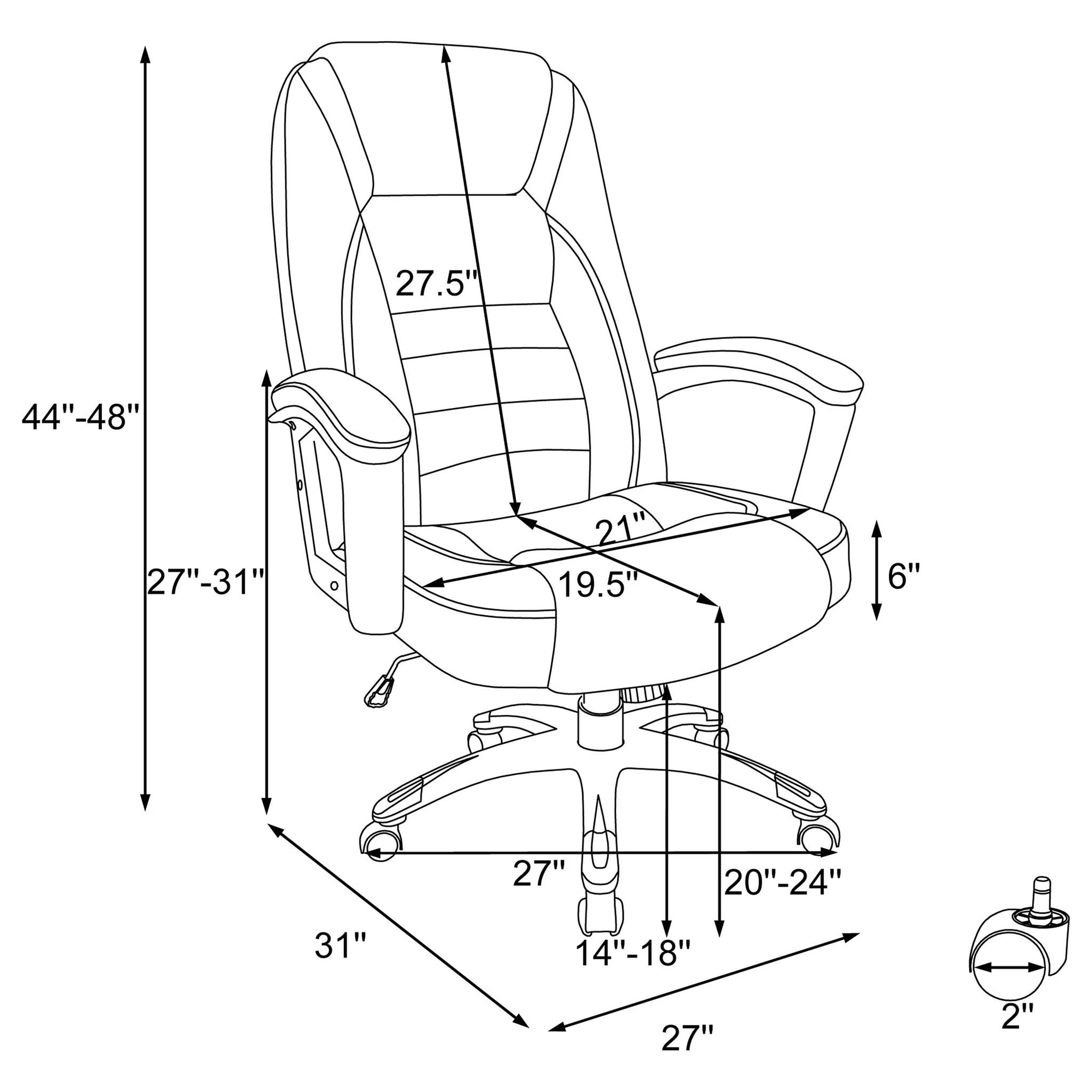 Office Chair With Base, Height Adjustable For Home & Workspaces - Black - Image 2