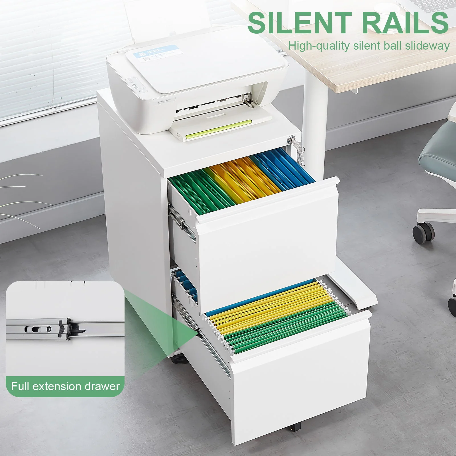 Office Storage Cabinet With 2 Drawers And Lock - Image 3