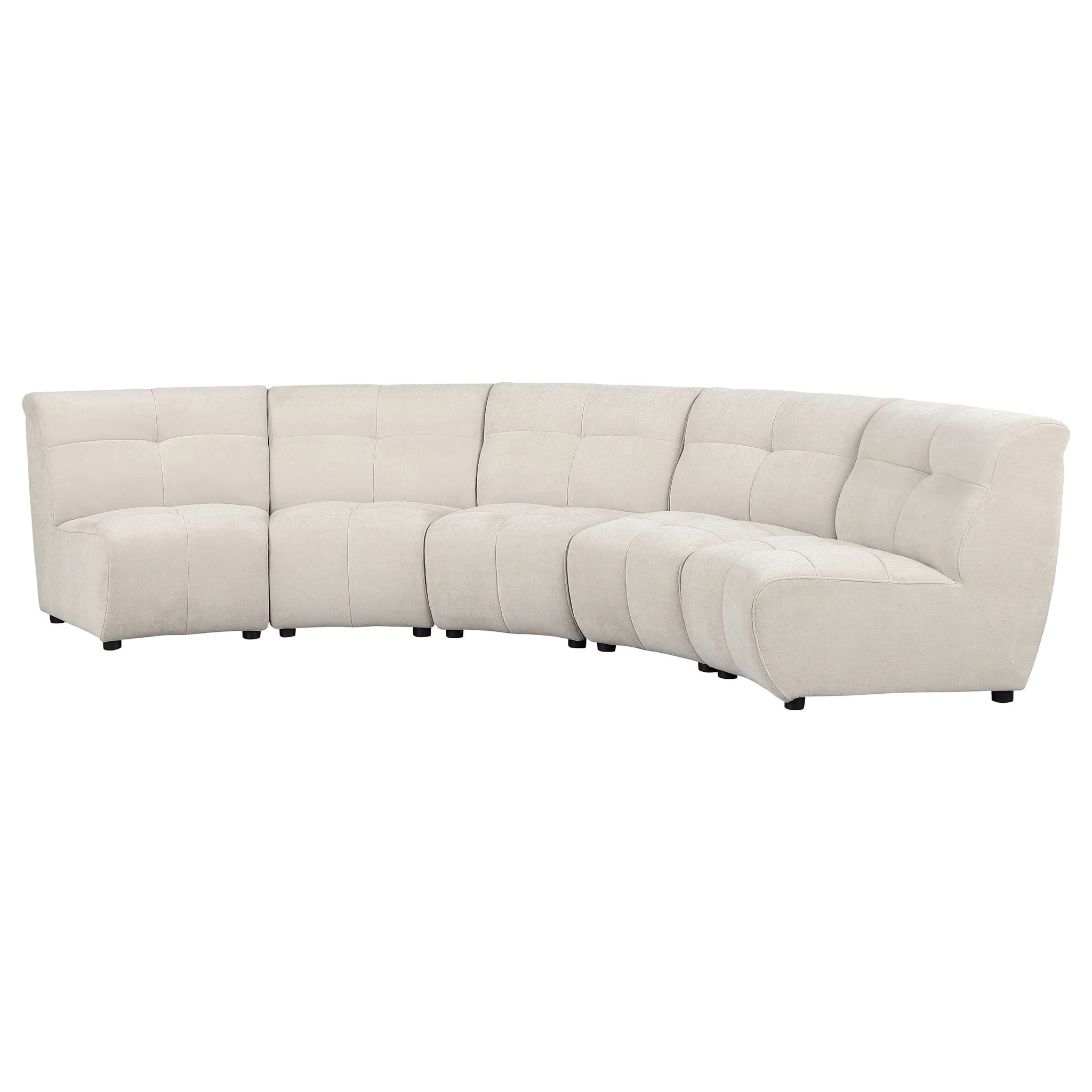 Oliver - 5 Piece Upholstered Sectional Sofa With Curved Silhouette - Ivory - Image 2