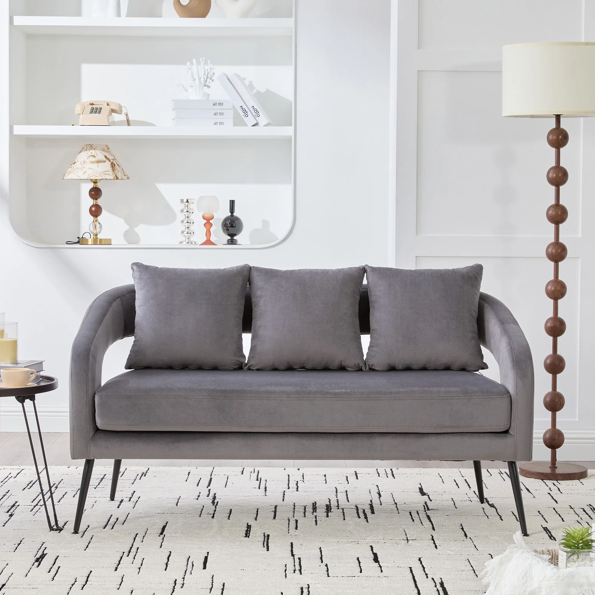 Open Back Loveseat Settee With 3 Pillows - Image 10