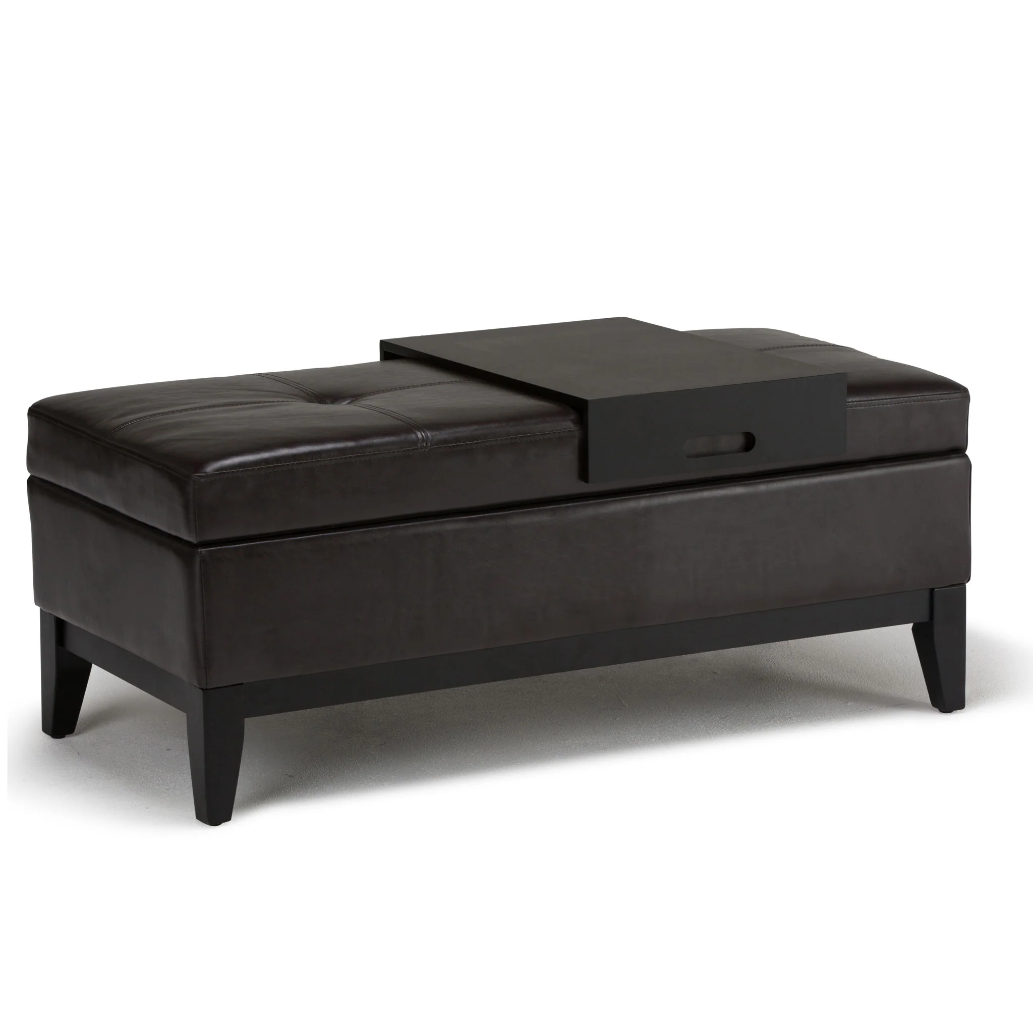 Oregon - Contemporary Storage Ottoman Bench With Tray - Image 2