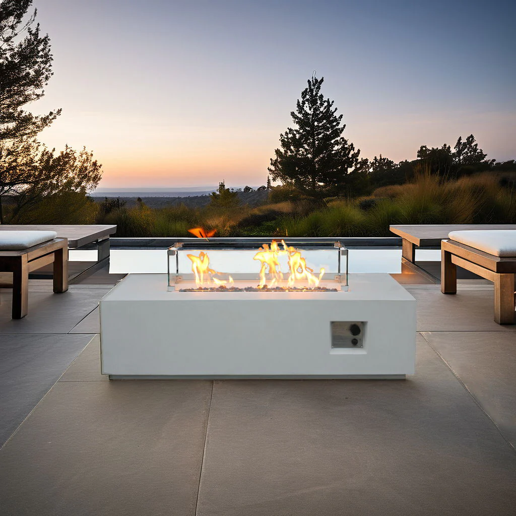 Outdoor Concrete Propane Gas Rectangle Fire Pit Table - Image 3