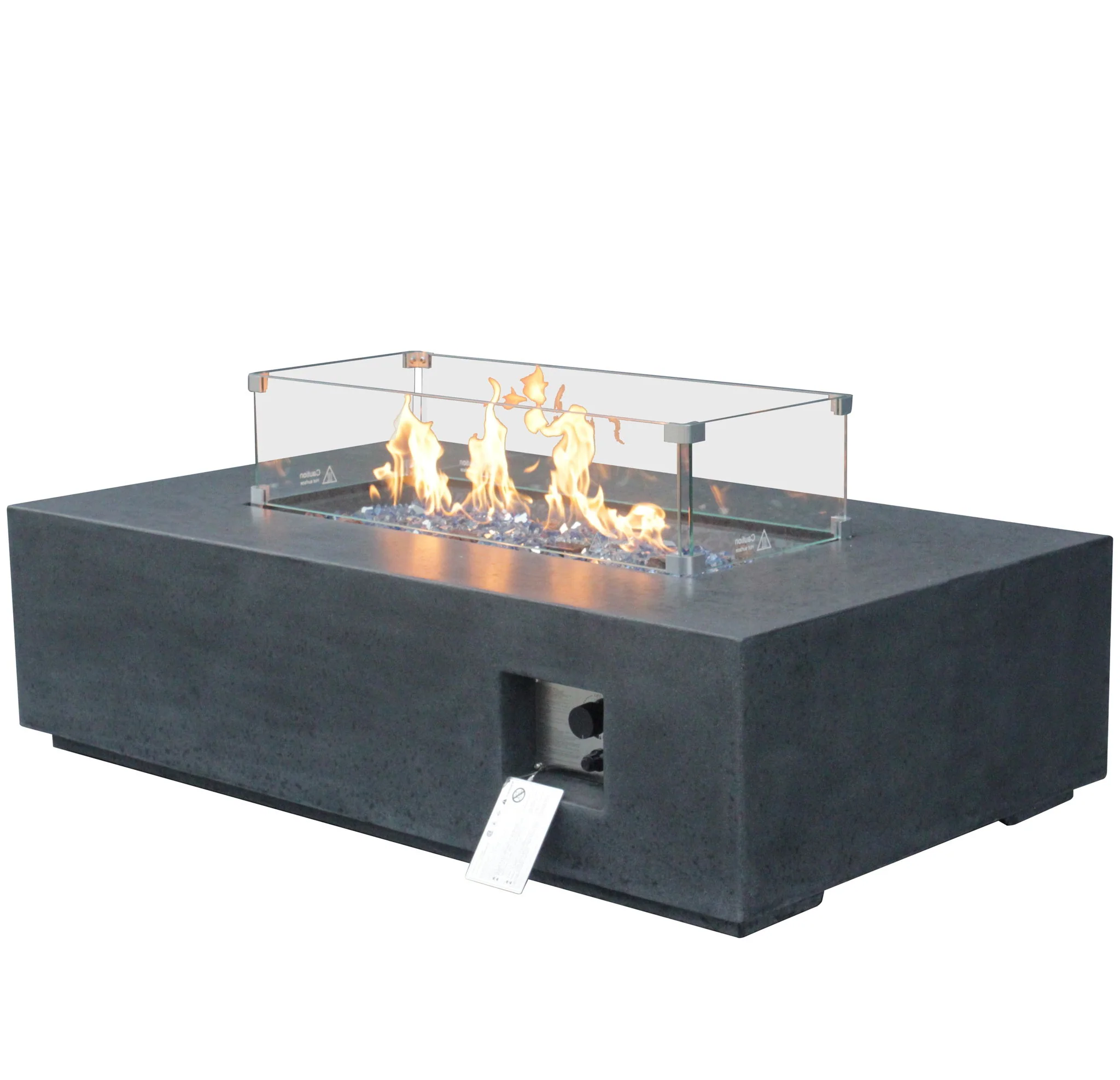 Outdoor Concrete Propane Gas Rectangle Fire Pit Table - Image 5