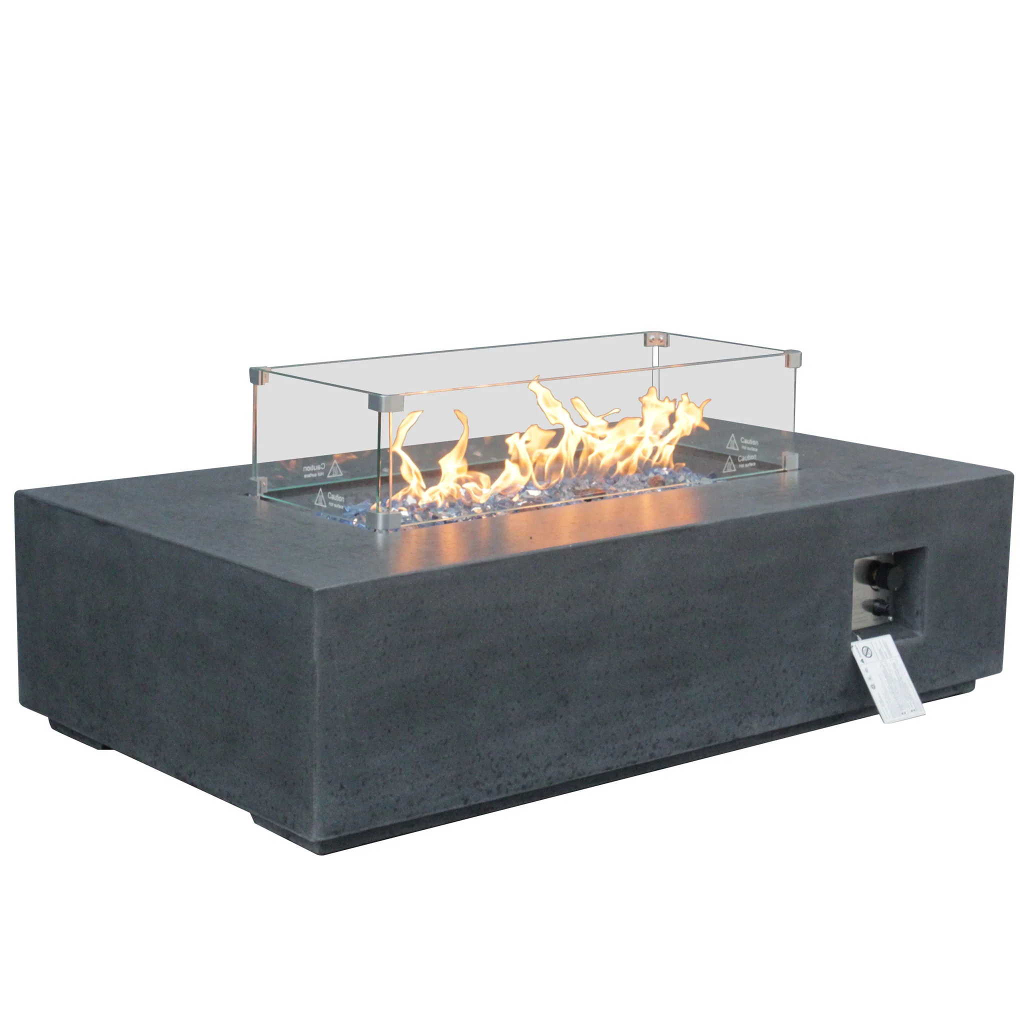 Outdoor Concrete Propane Gas Rectangle Fire Pit Table - Image 8