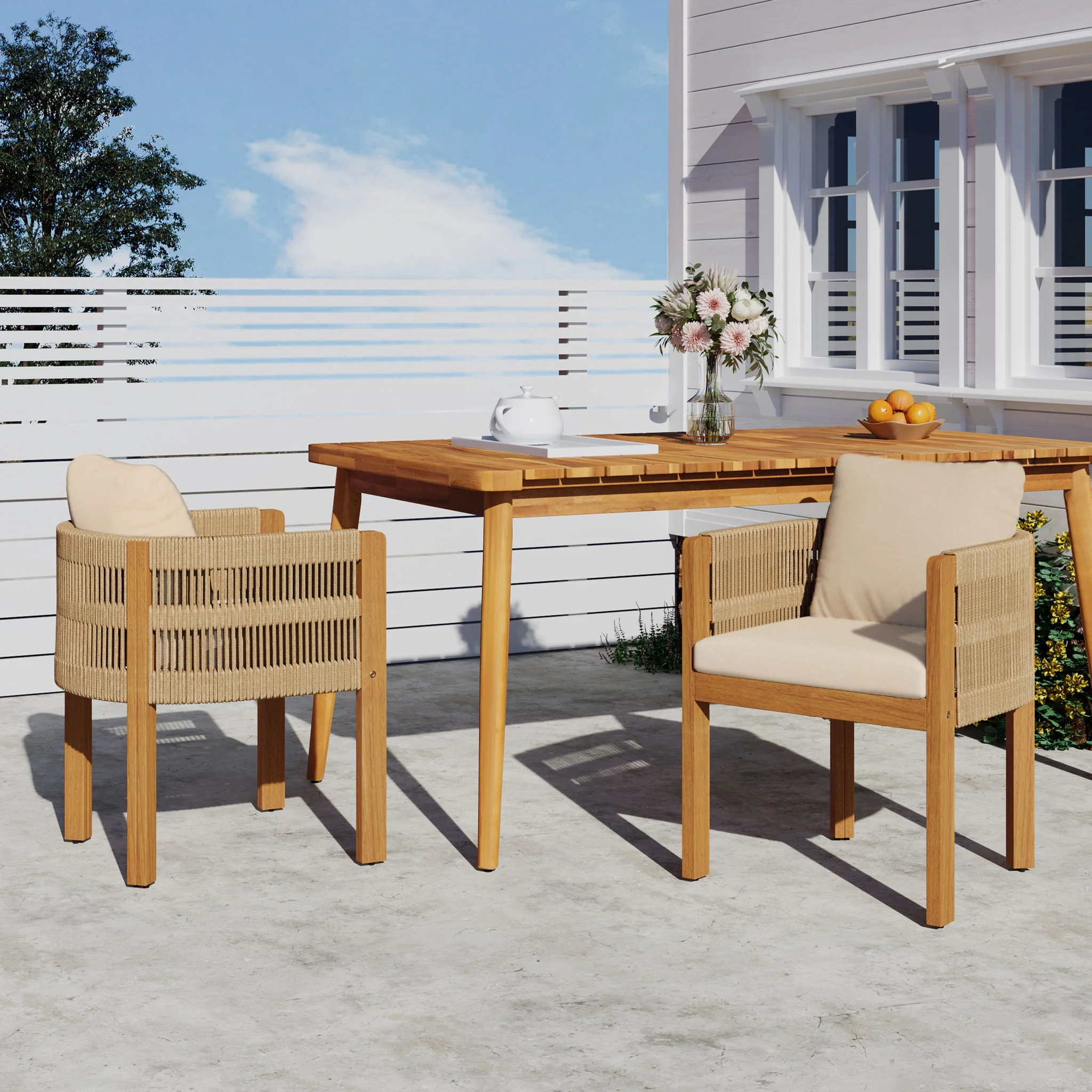 Outdoor Dining Chairs With Rope Handles (Set of 2) - Image 4