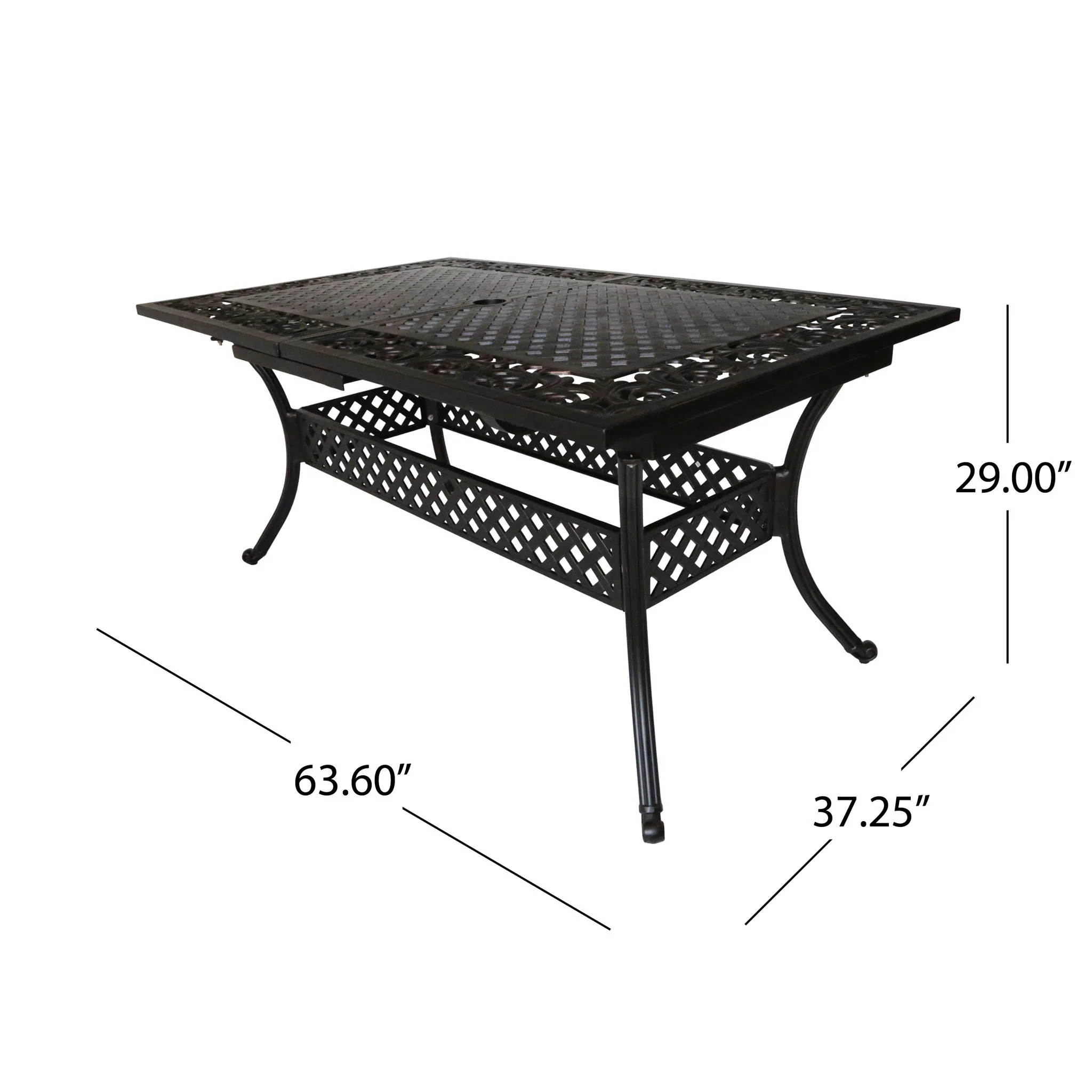 Outdoor Extendable Aluminum Dining Table With Pattern Table Top And Curved Legs - Copper - Image 3