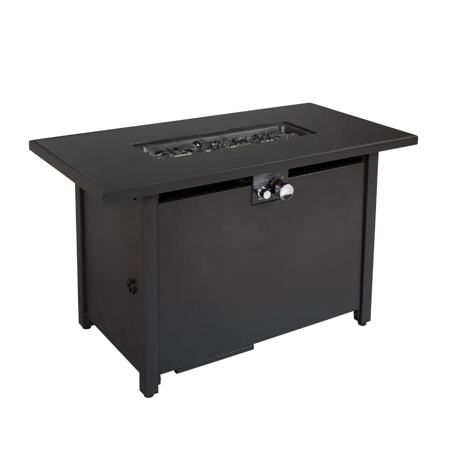 Outdoor Fire Pit Table Durable Construction With Lid - Black - Image 4