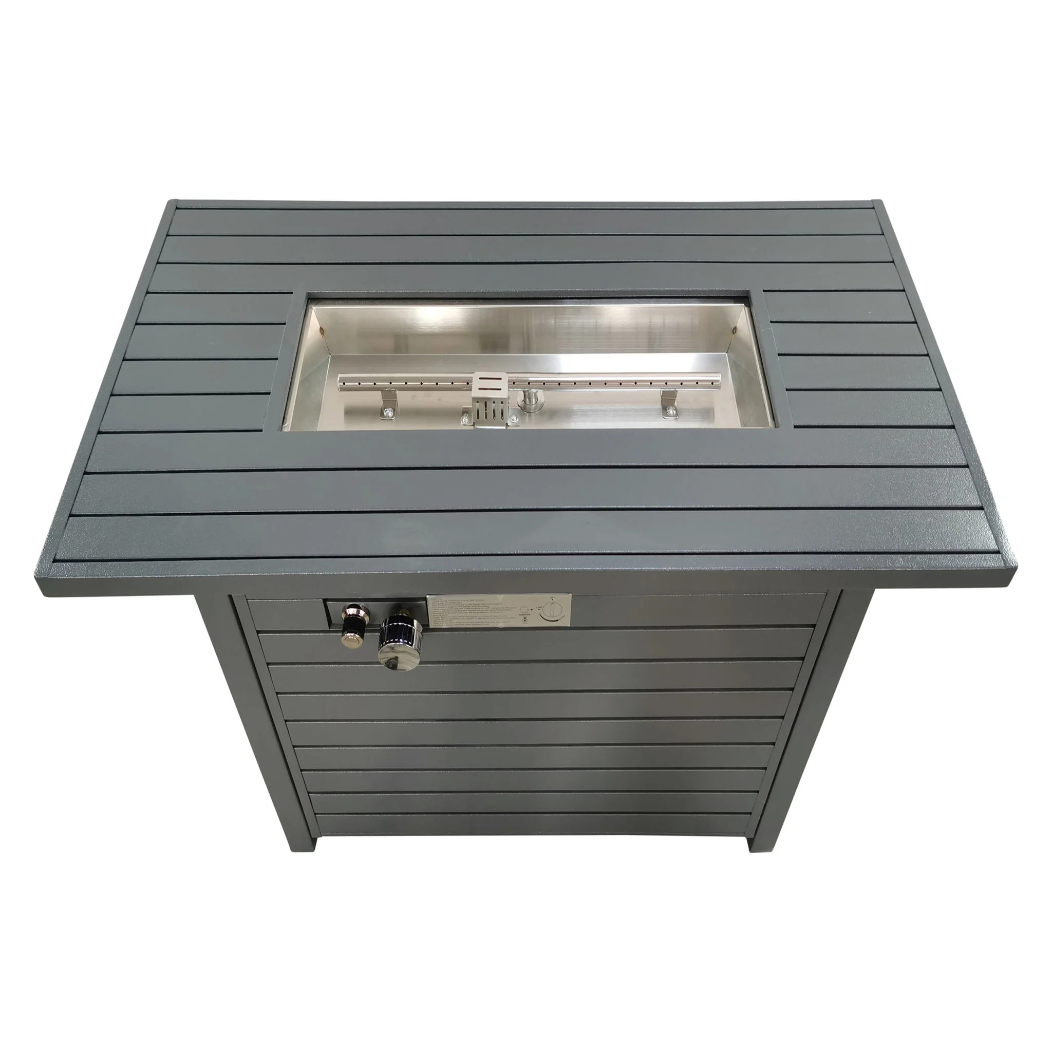 Outdoor Fire Pit Table With Lid, Durable Construction - Gray - Image 3