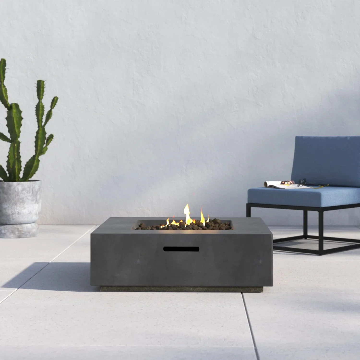 Outdoor Handcrafted Fire Pit Table - Charcoal - Image 2