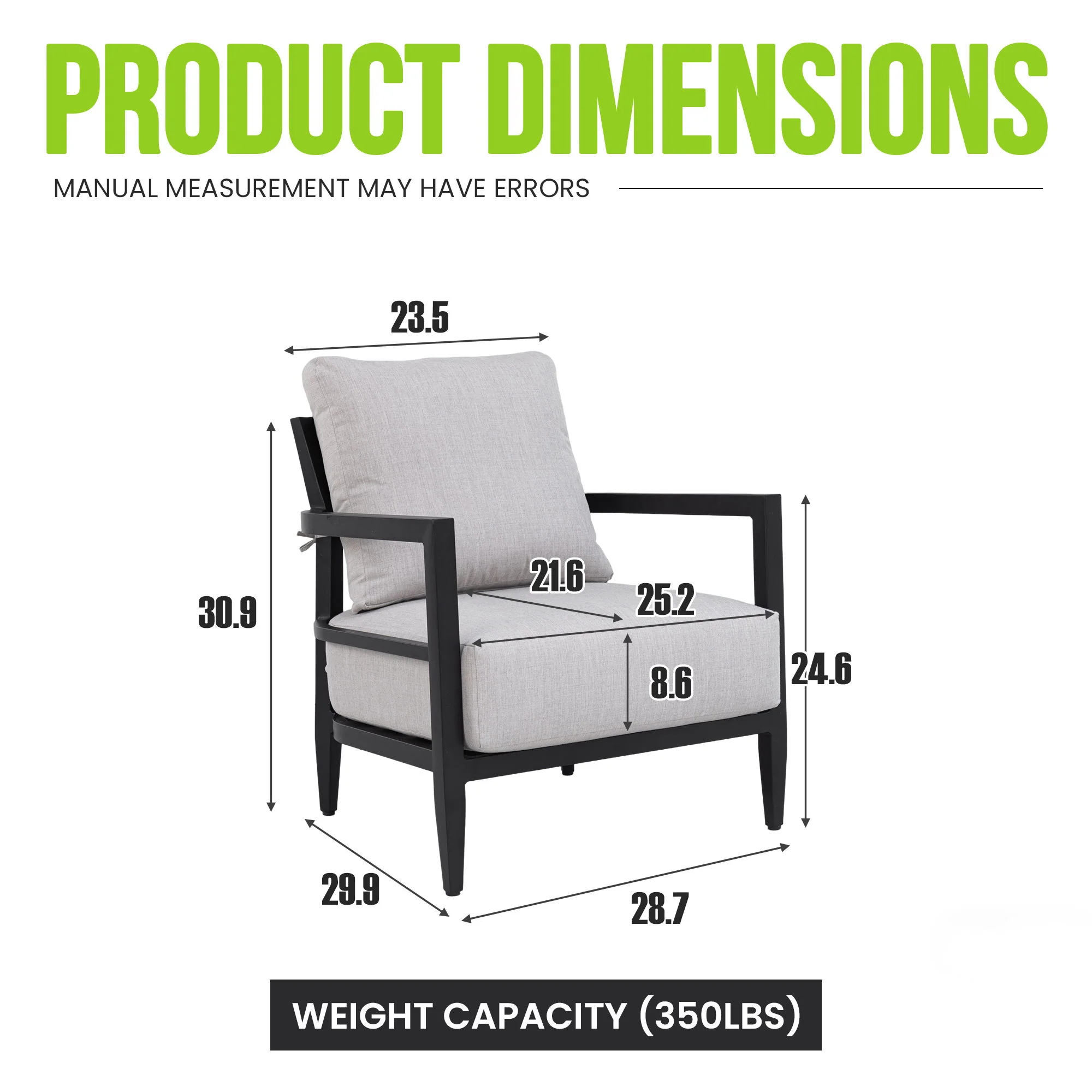 Outdoor Lounge Chair With Ember Frame, Sunbrella Cast Cushion, Weather Resistant - Ember Black - Image 4