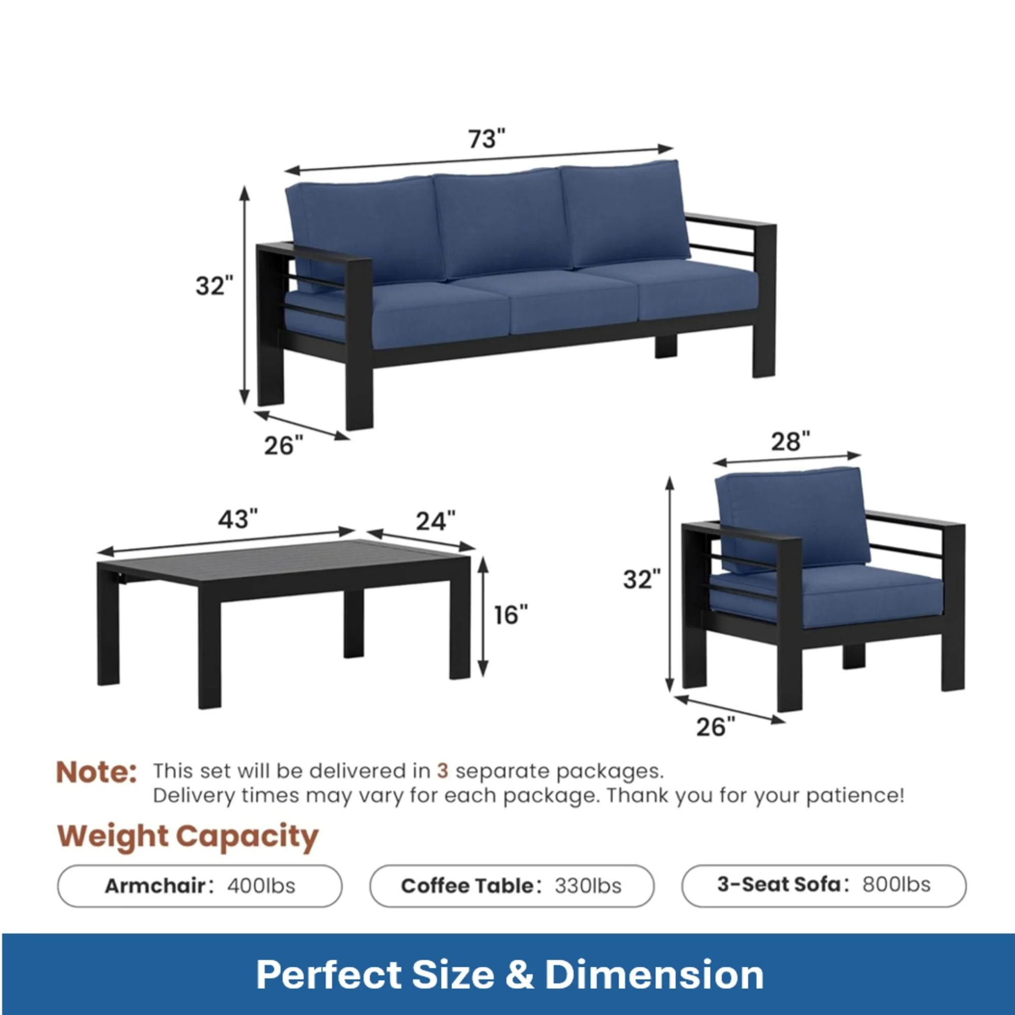 Outdoor Patio Set, All-Weather With Thick Cushions - Image 41