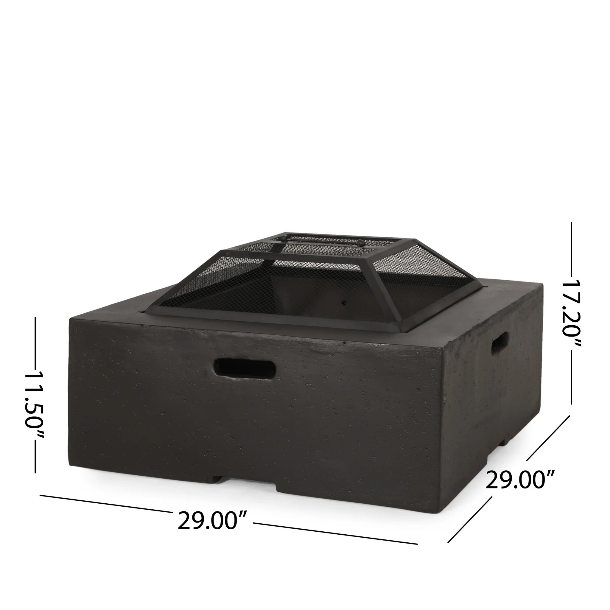 Outdoor Square Mgo Wood Burning Fire Pit - Dark Gray - Image 4