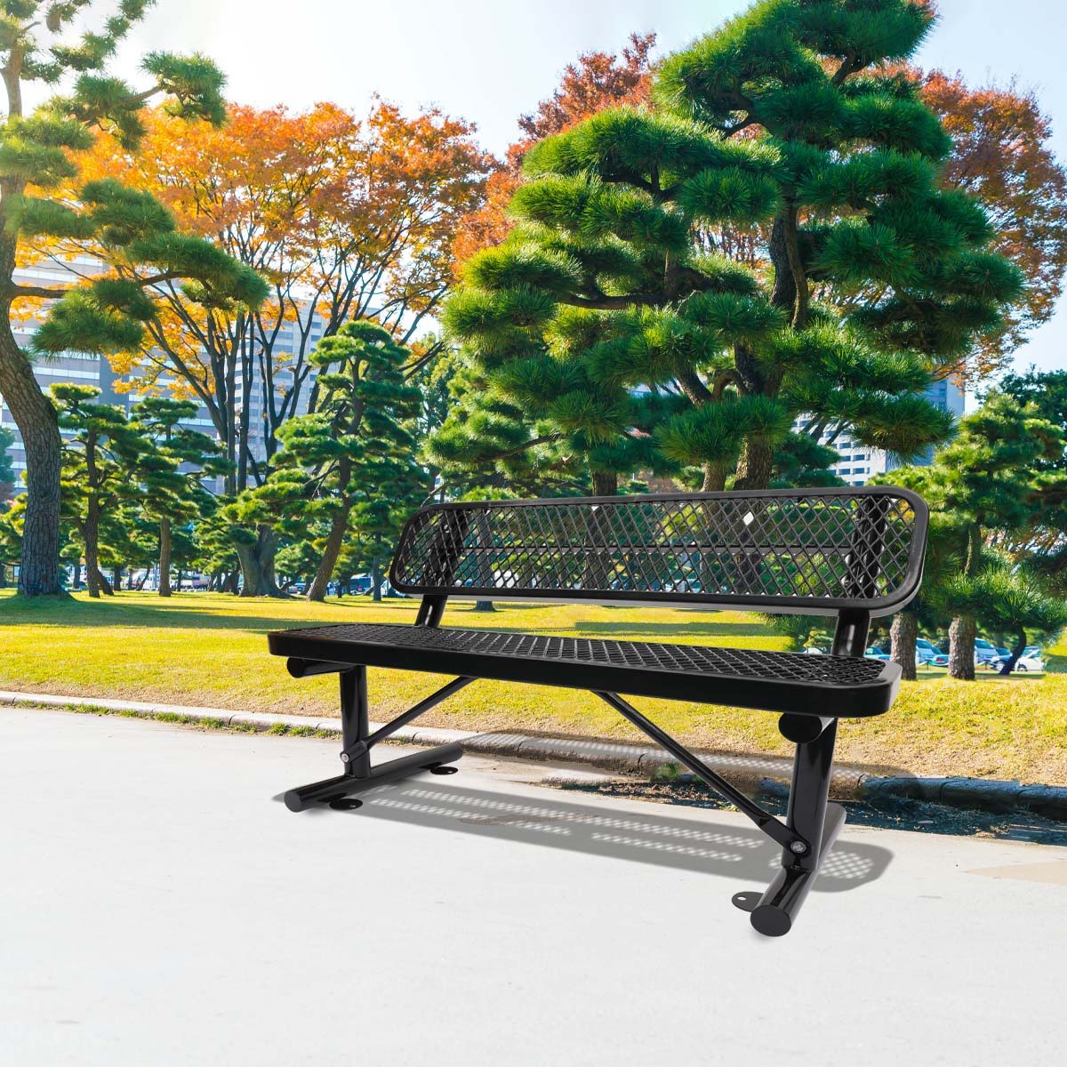 Outdoor Steel Bench With Backrest - Image 12