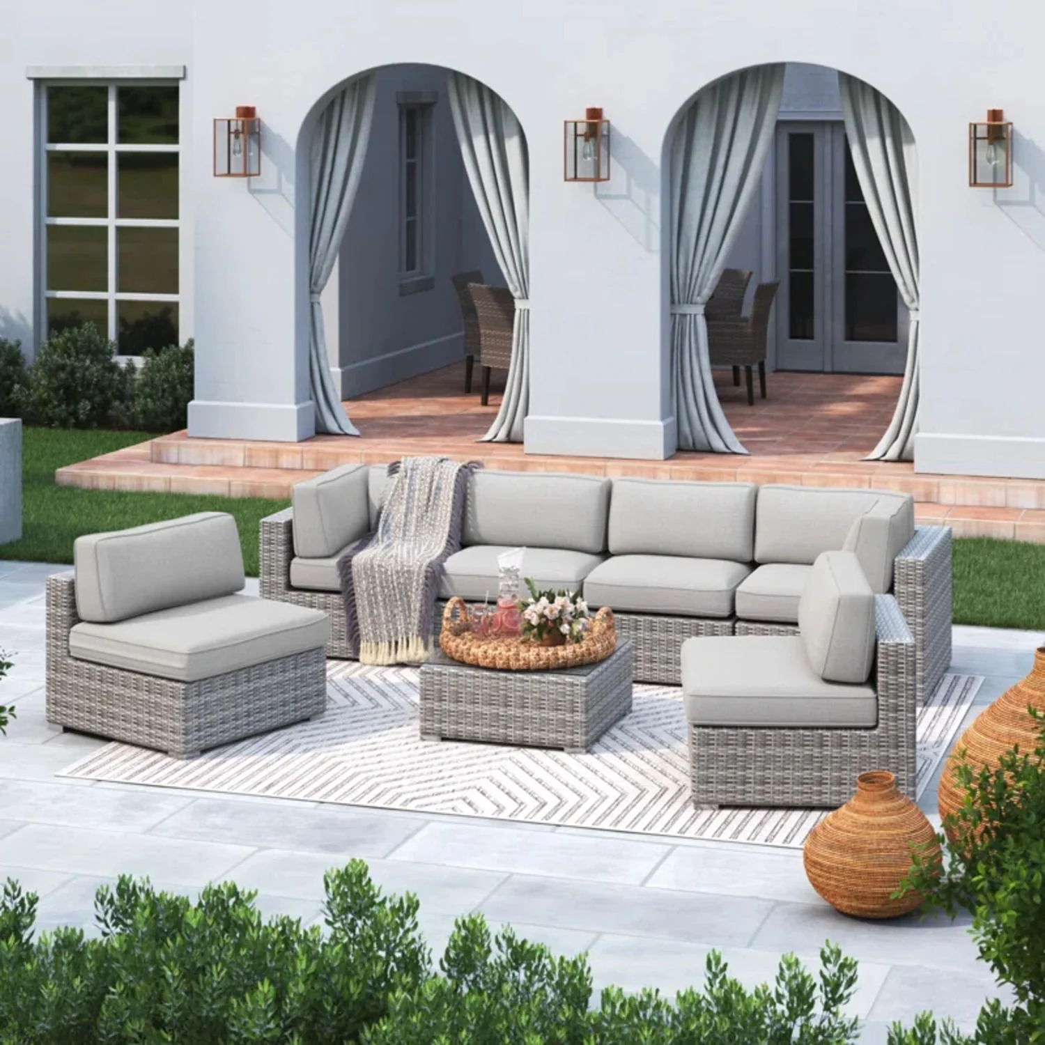 Outdoor Wicker Seating Group With Cushions - Image 7