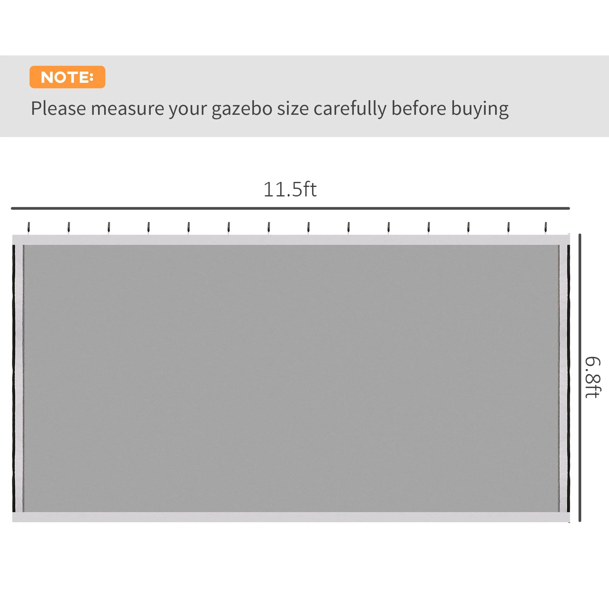 Outsunny - 10' x 13' Replacement Mesh Sidewall Netting For Patio Gazebos And Canopy Tents With Zippers (Sidewall Only) - White - Image 4