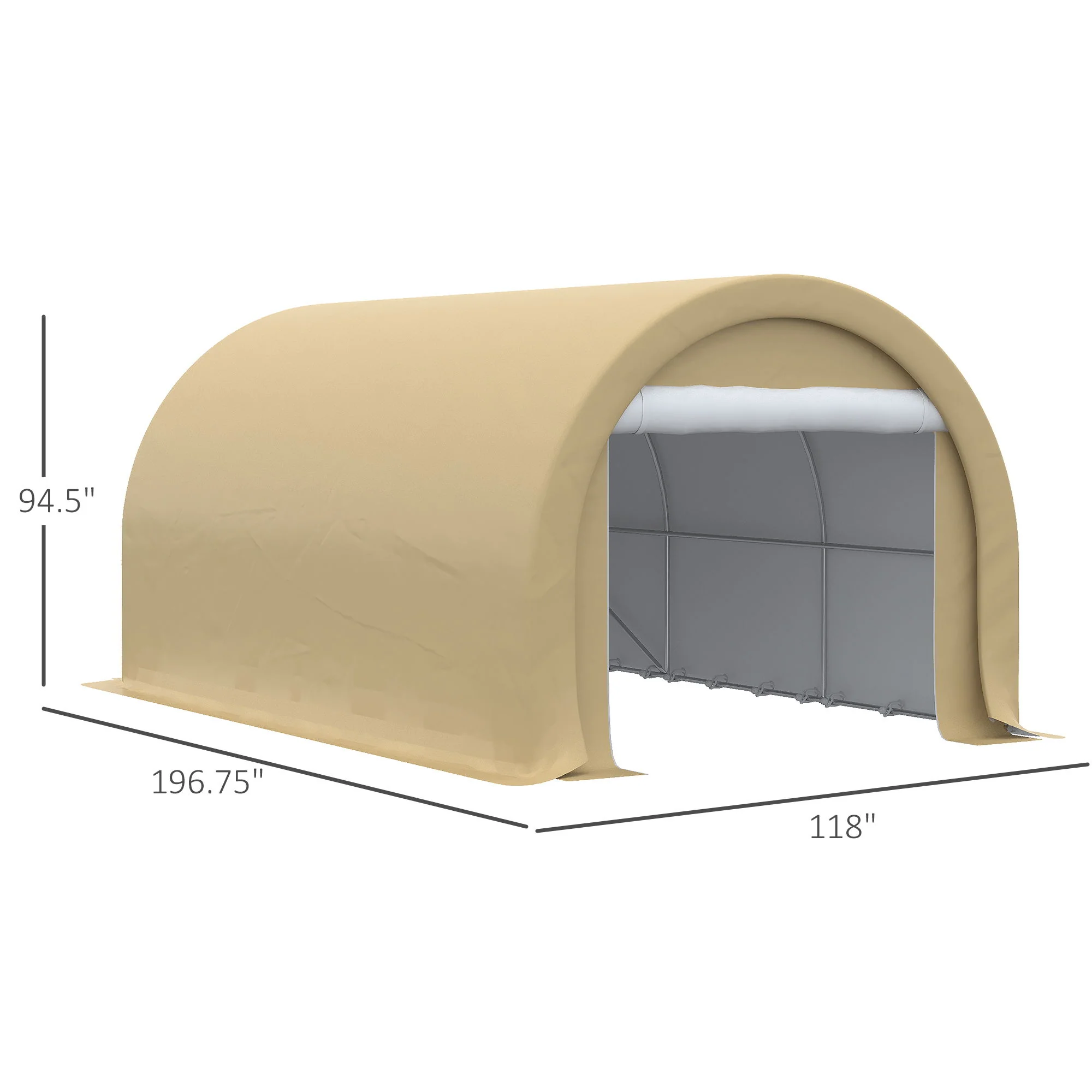 Outsunny - 10' x 16' Carport, Heavy Duty Portable Garage Storage Tent With Large Zippered Door, Anti-Uv Pe Canopy Cover For Car, Truck, Boat, Motorcycle, Bike, Garden Tools, Outdoor Work - Image 8