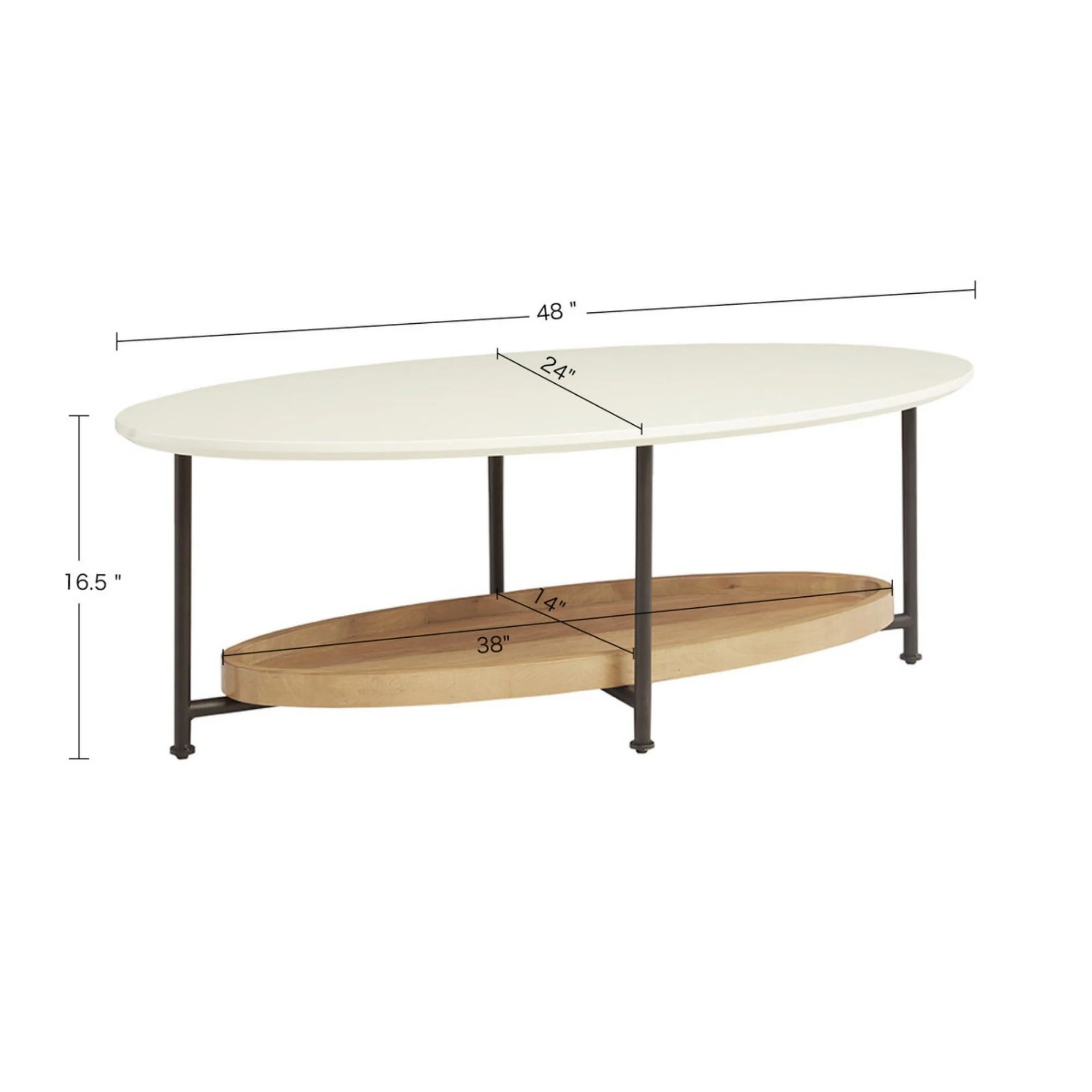 Oval Coffee Table - White / Natural - Image 4
