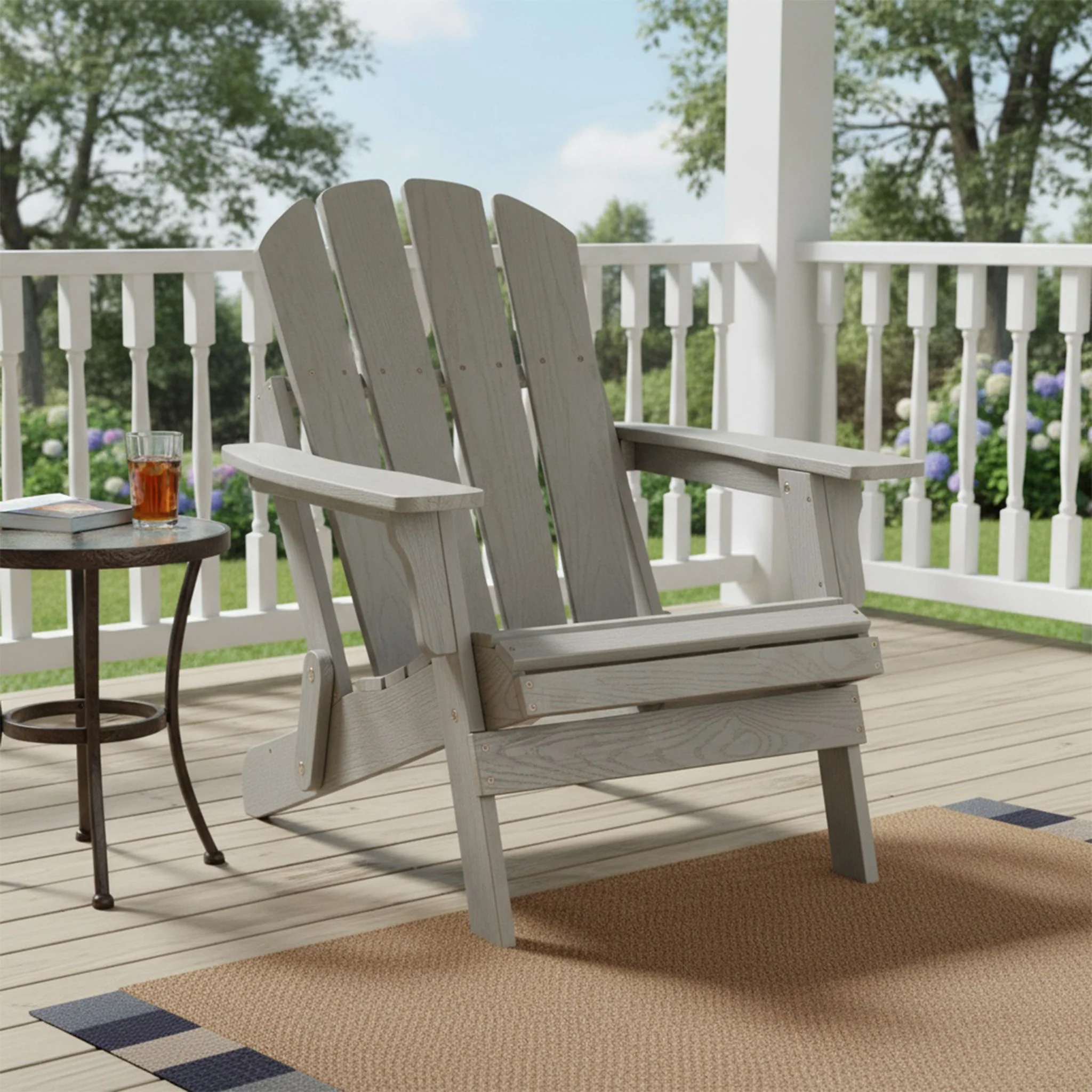 Oversize Outdoor Folding Adirondack Chair - Gray - Image 3