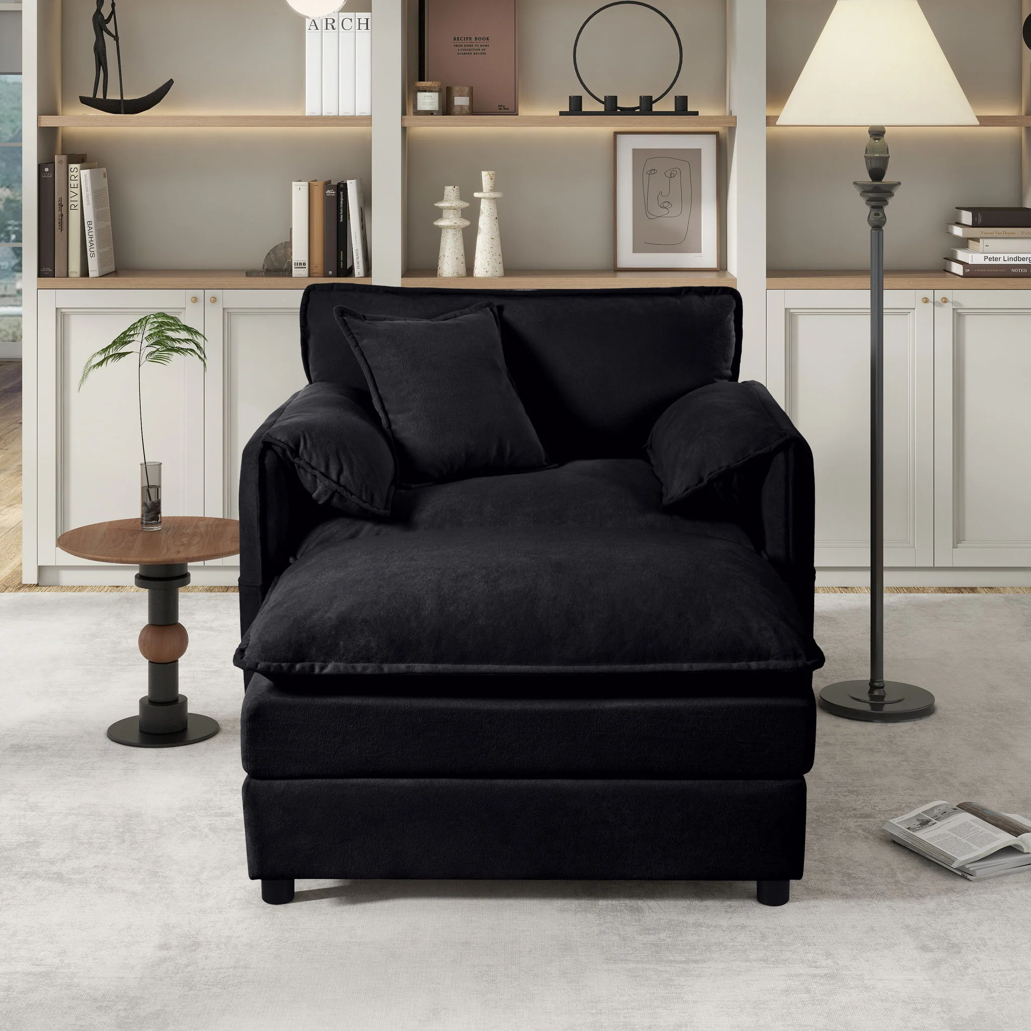 Oversized Chair With Movable Ottoman, Soft Upholstered Lounge Chair - Image 9