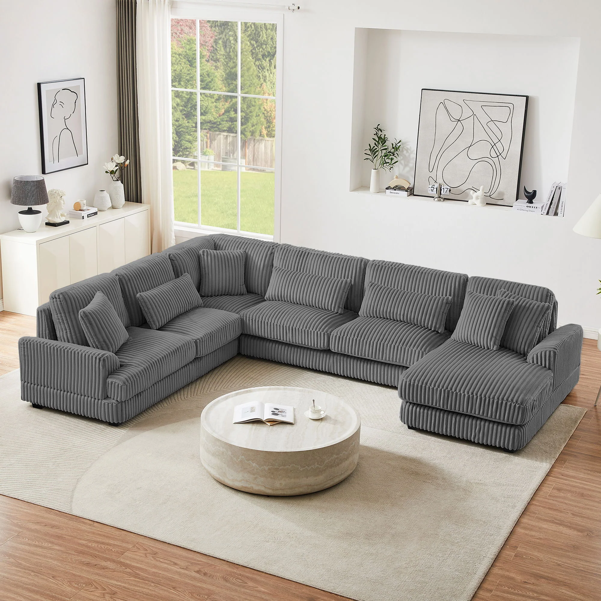 Oversized Sectional Sofa U - Shaped Sofa Couch Modern Sofa Upholstered In Soft With A Chaise Lounge For Living Room - Image 16